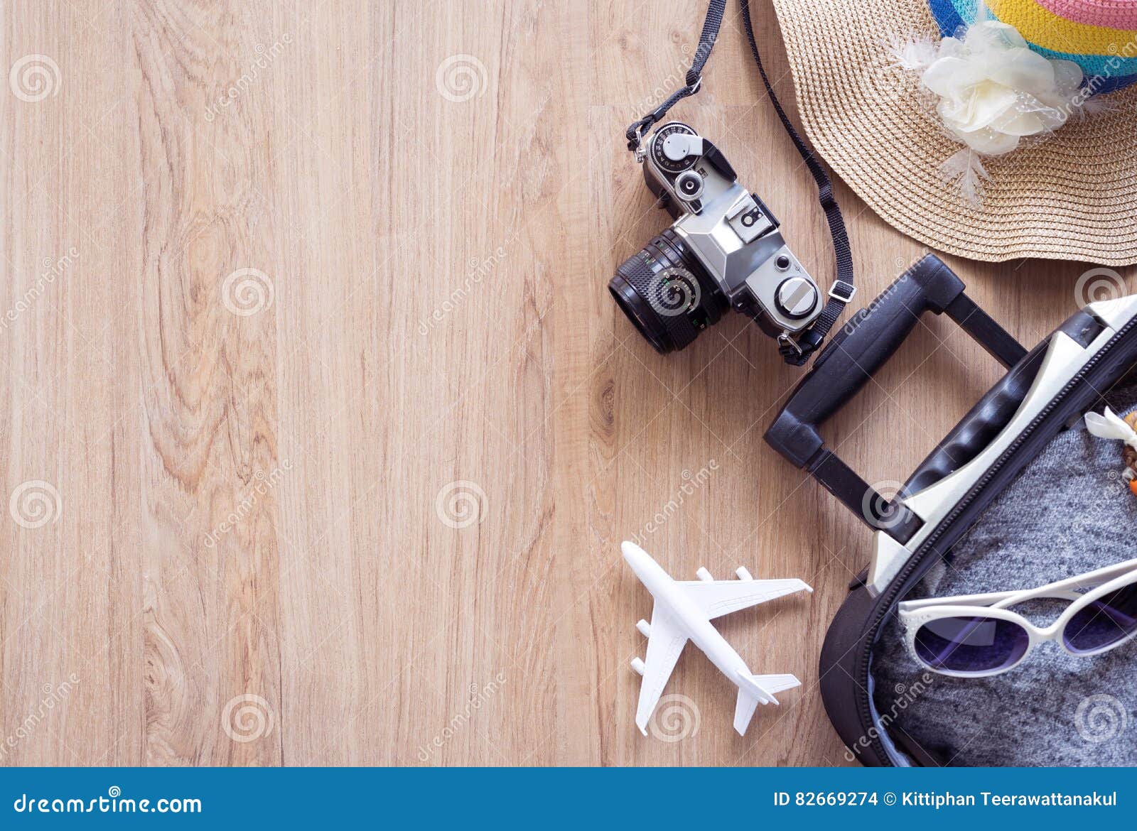 Traveler Baggage and Retro Camera with Copy Space Stock Photo Image of vacation, note 82669274