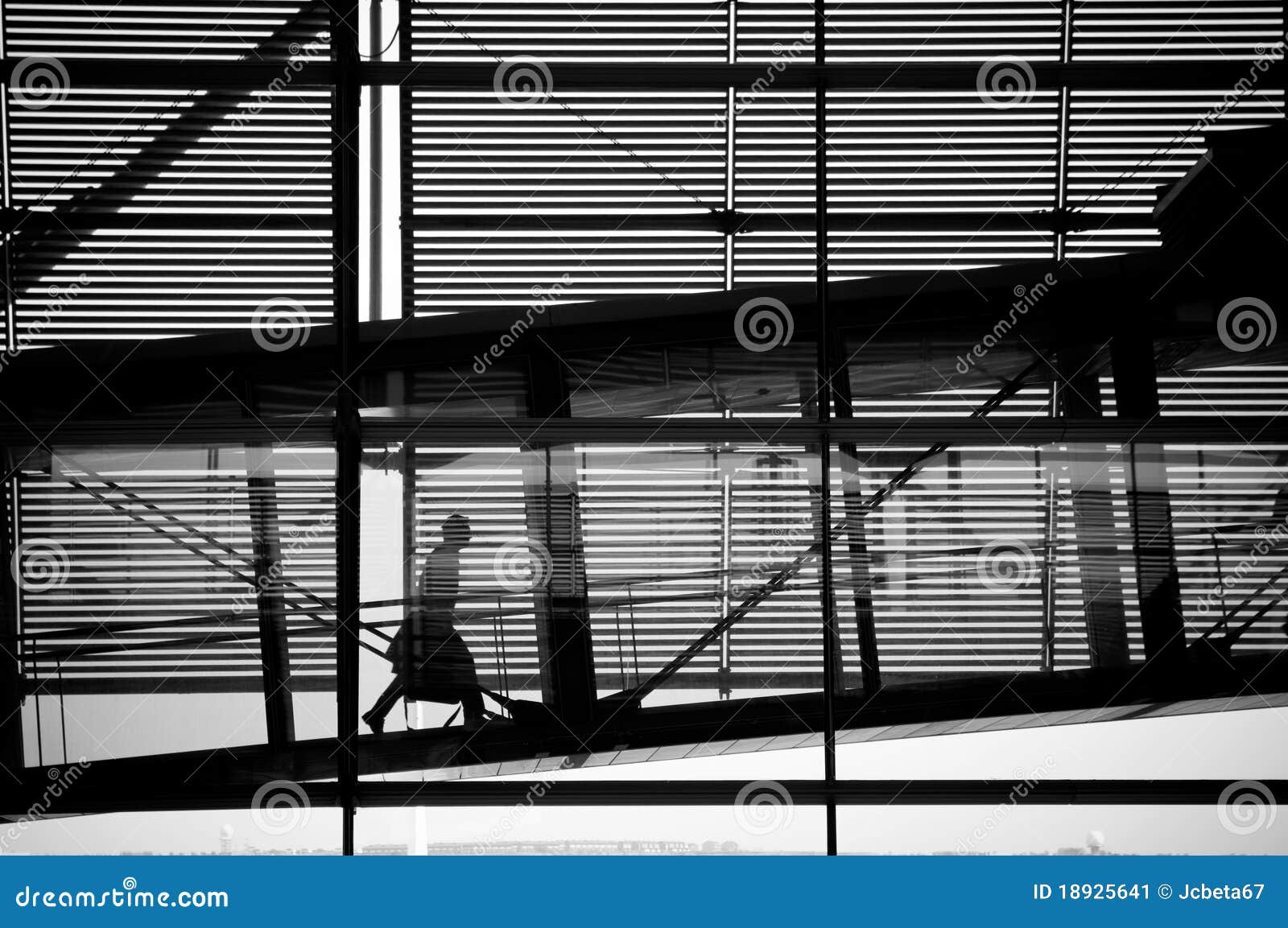 traveler walking on airport runway