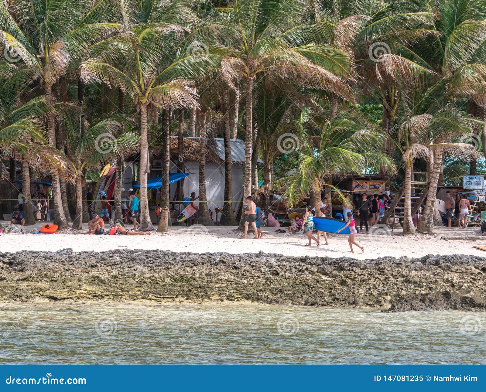 Travelers Who Relax On The Cloud 9 Beach, Siargao 