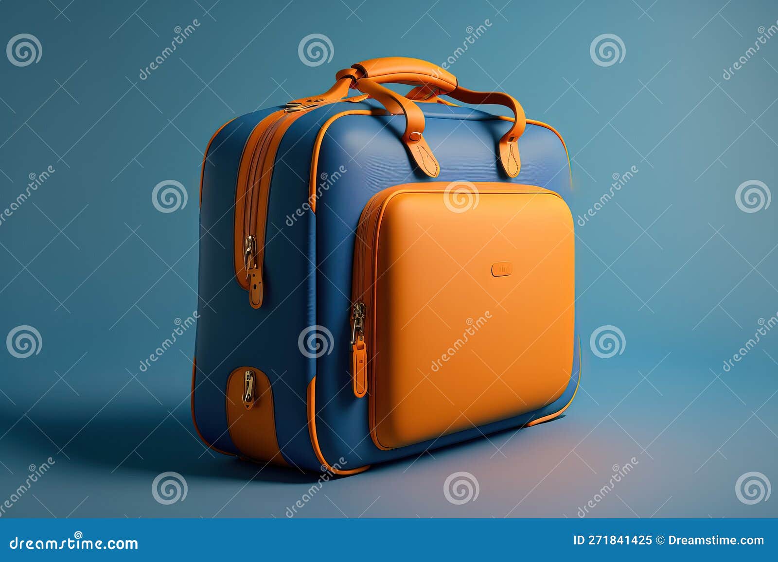 Traveling Bag Against a Blue Backdrop Stock Illustration Illustration