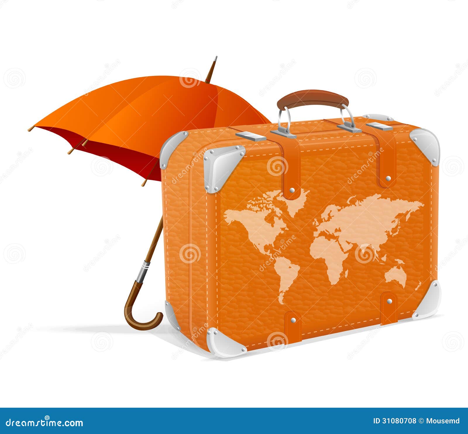 Traveling Element Baggage and Umbrella Stock Vector Illustration of