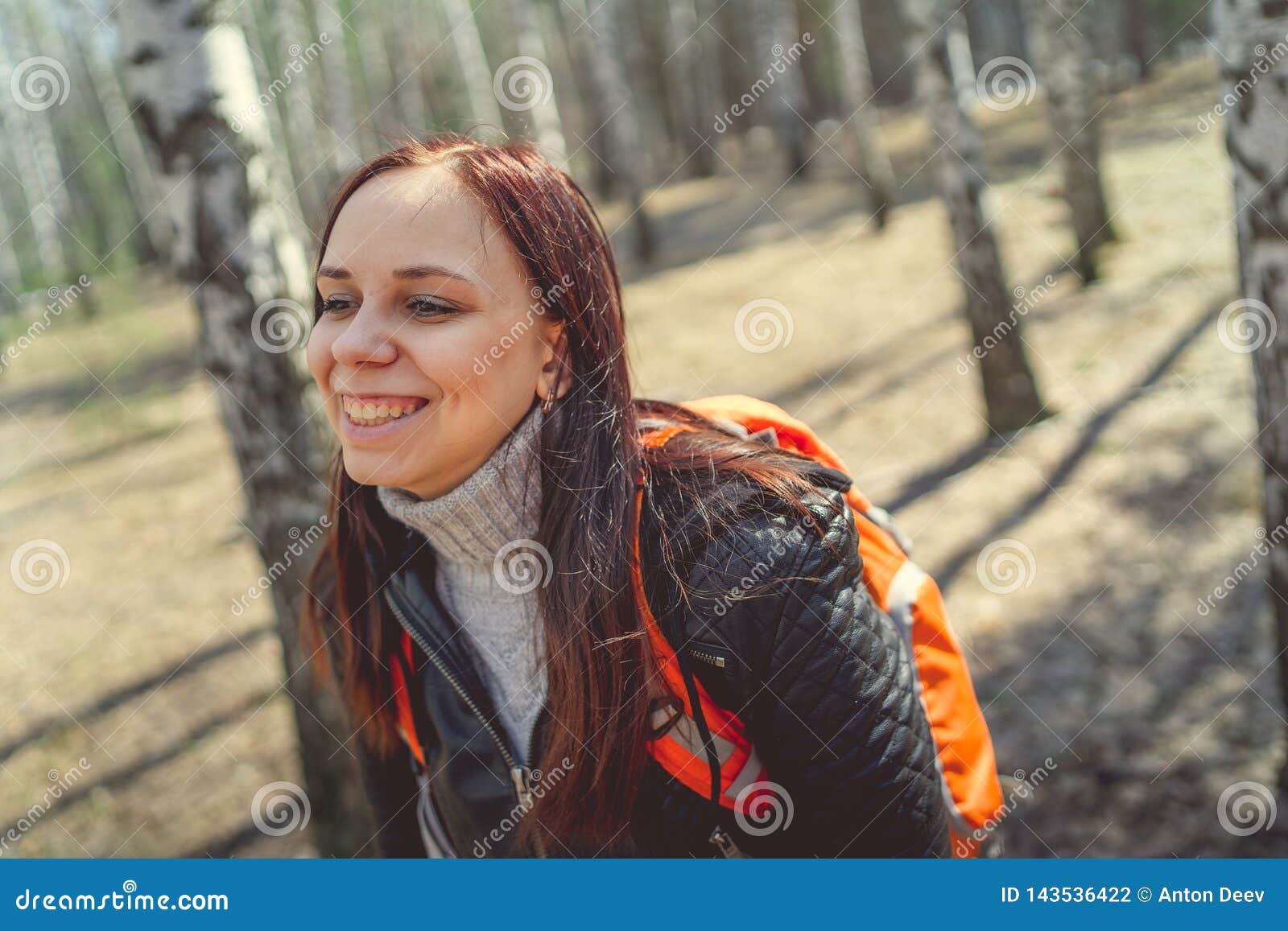 Traveling Woman with Backpack in Woods Stock Photo - Image of looking ...