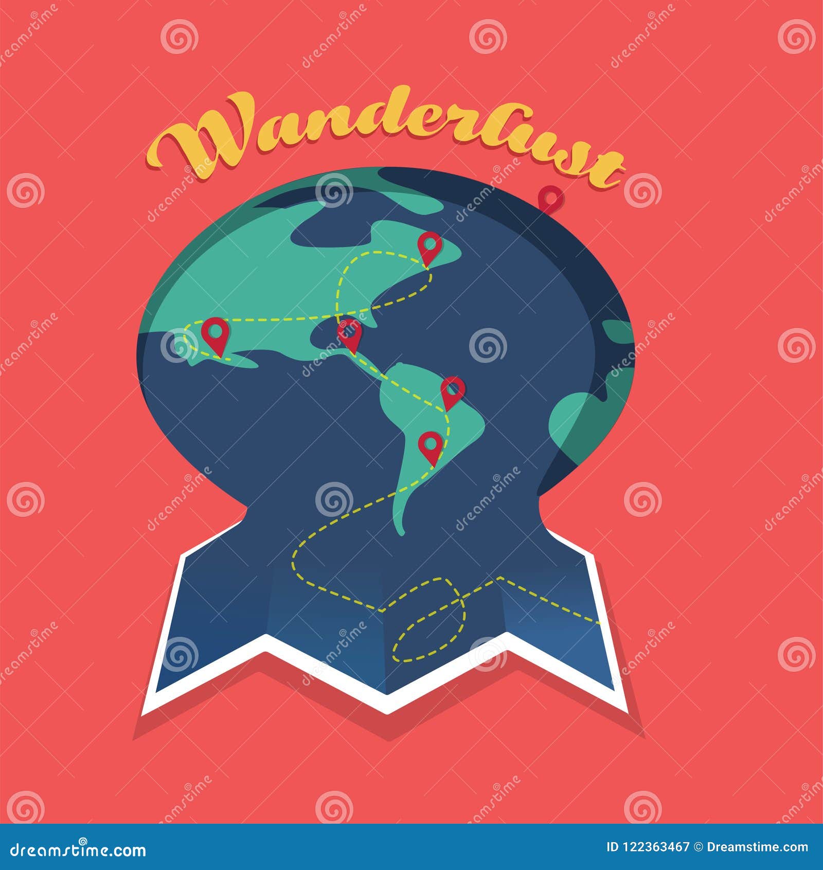 Traveling the World Unfolding Map a Wanderlust Concept Stock 