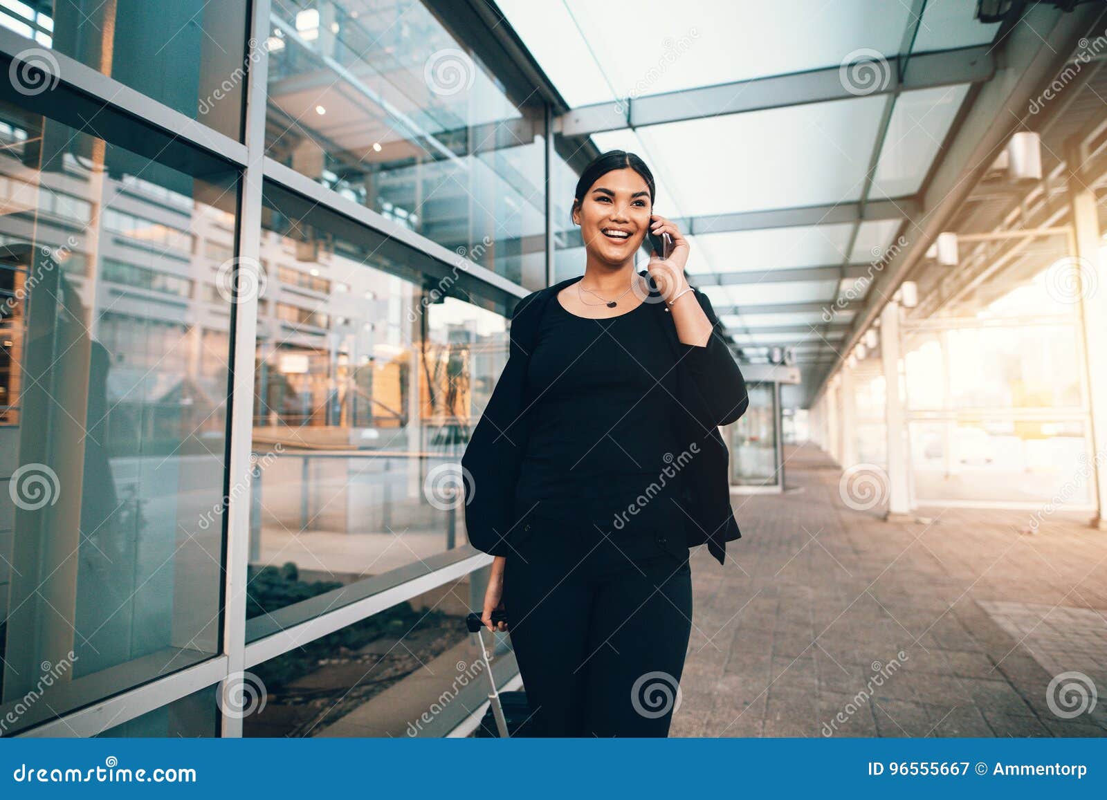 Travelling Businesswoman Making Phone Call Stock Image - Image of ...