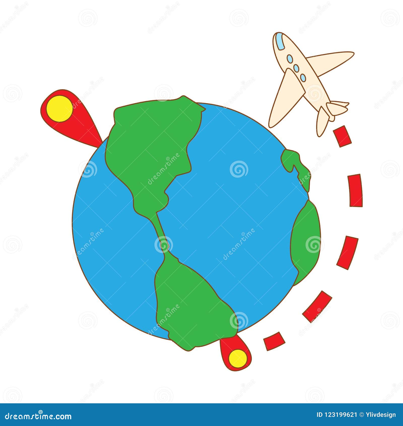 Travelling by Plane Around the World Icon Stock Illustration ...