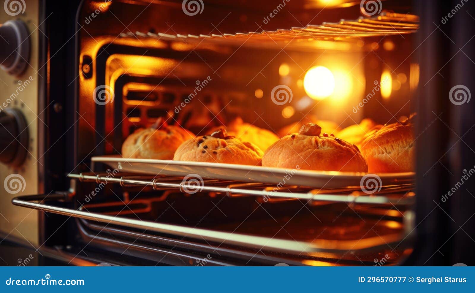 A Tray of Baked Goods Being Cooked in an Oven, AI Stock Image Image