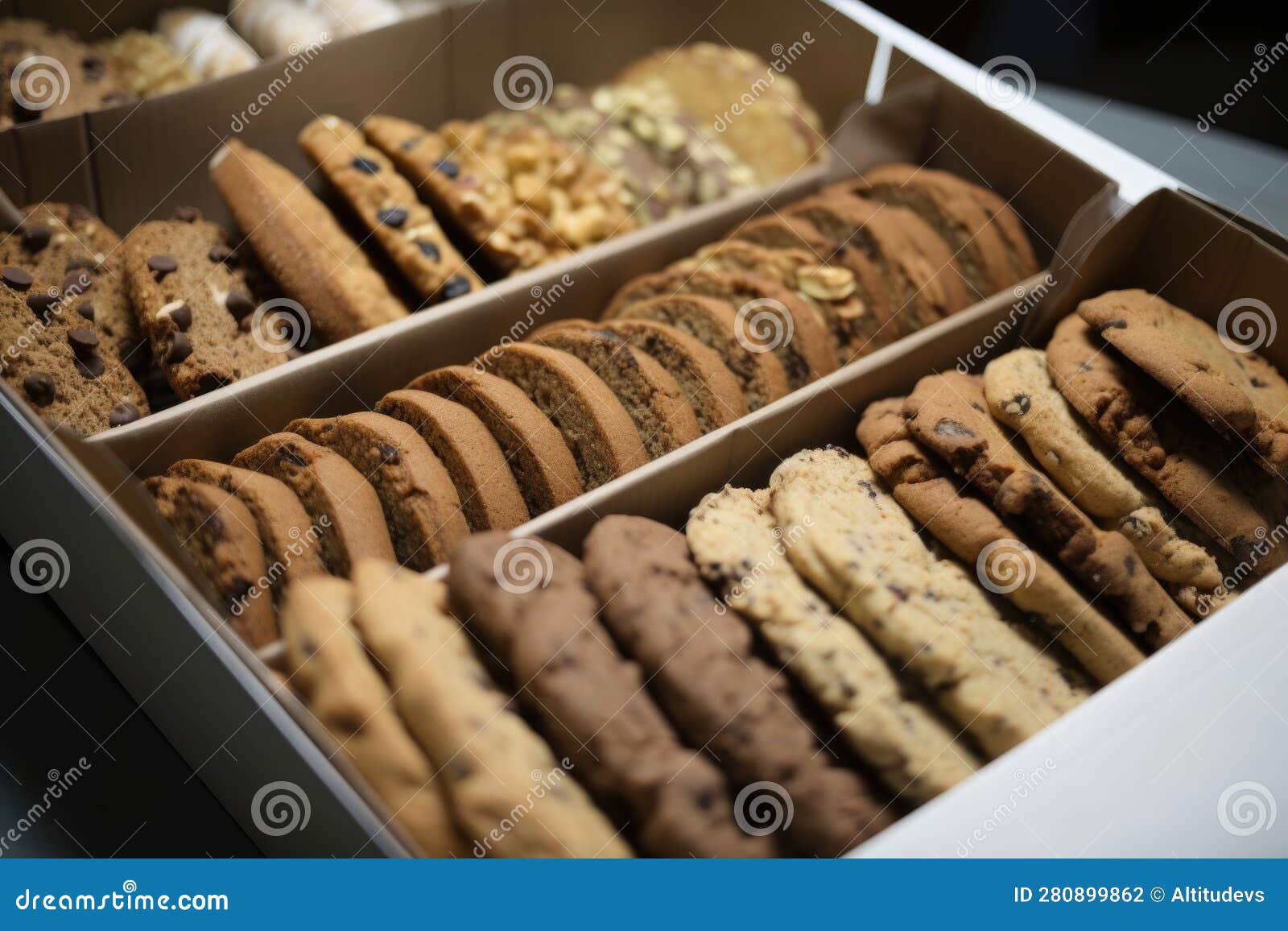 Tray of Cookies and Biscotti, Ready for Packaging and Delivery Stock