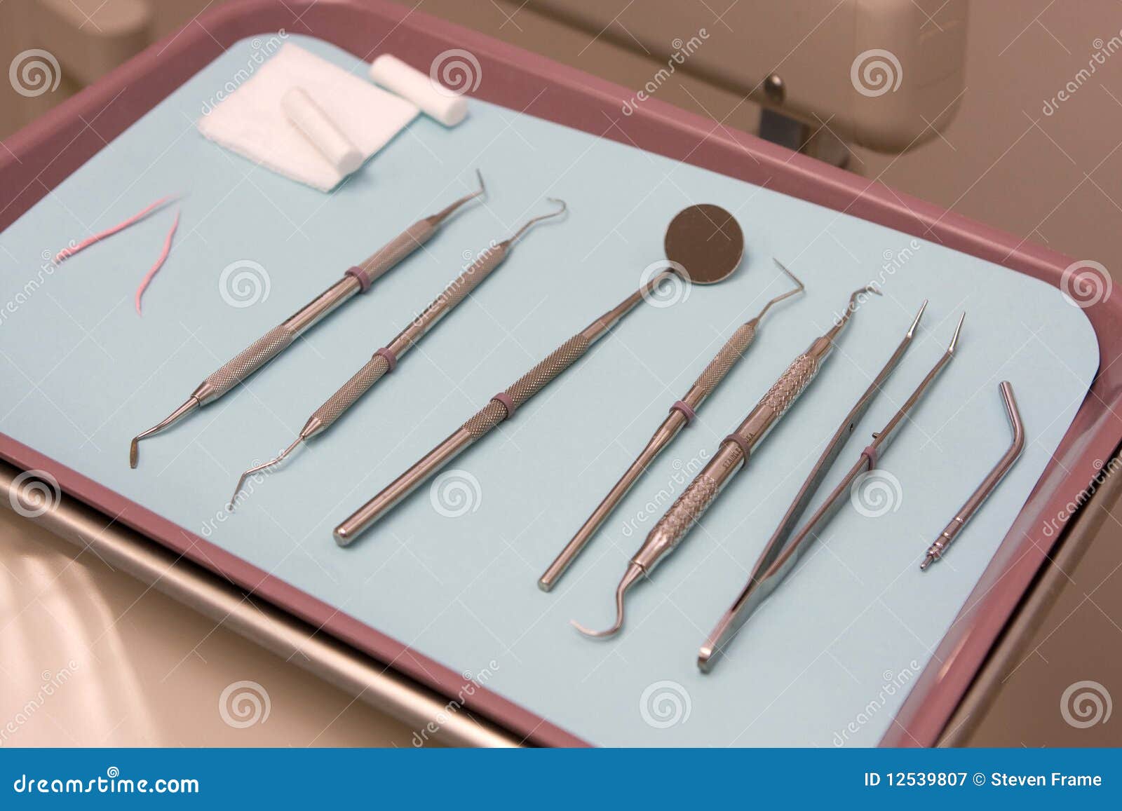 Tray of Dental Tools stock image. Image of dentist, gauze - 12539807