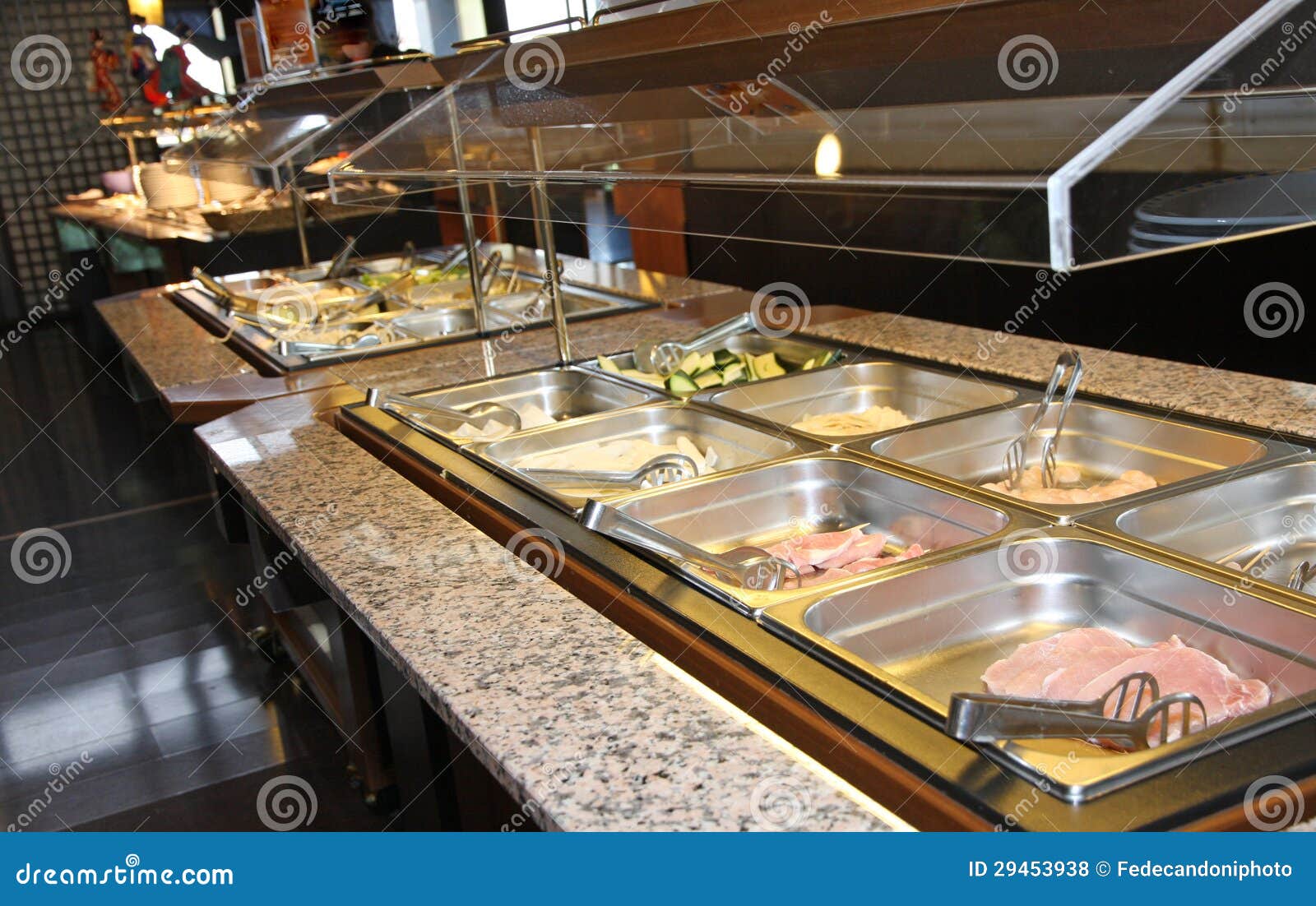 Tray Filled with Food Inside the Self Service Chinese Restaurant Stock