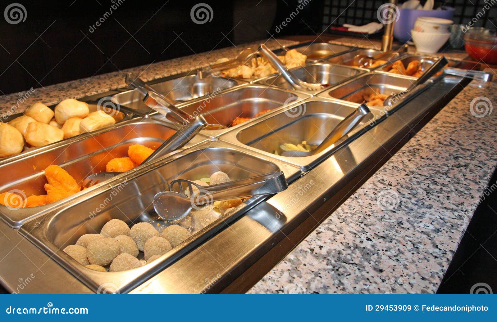 Tray with Food Inside the Self Service Chinese Restaurant Stock Image