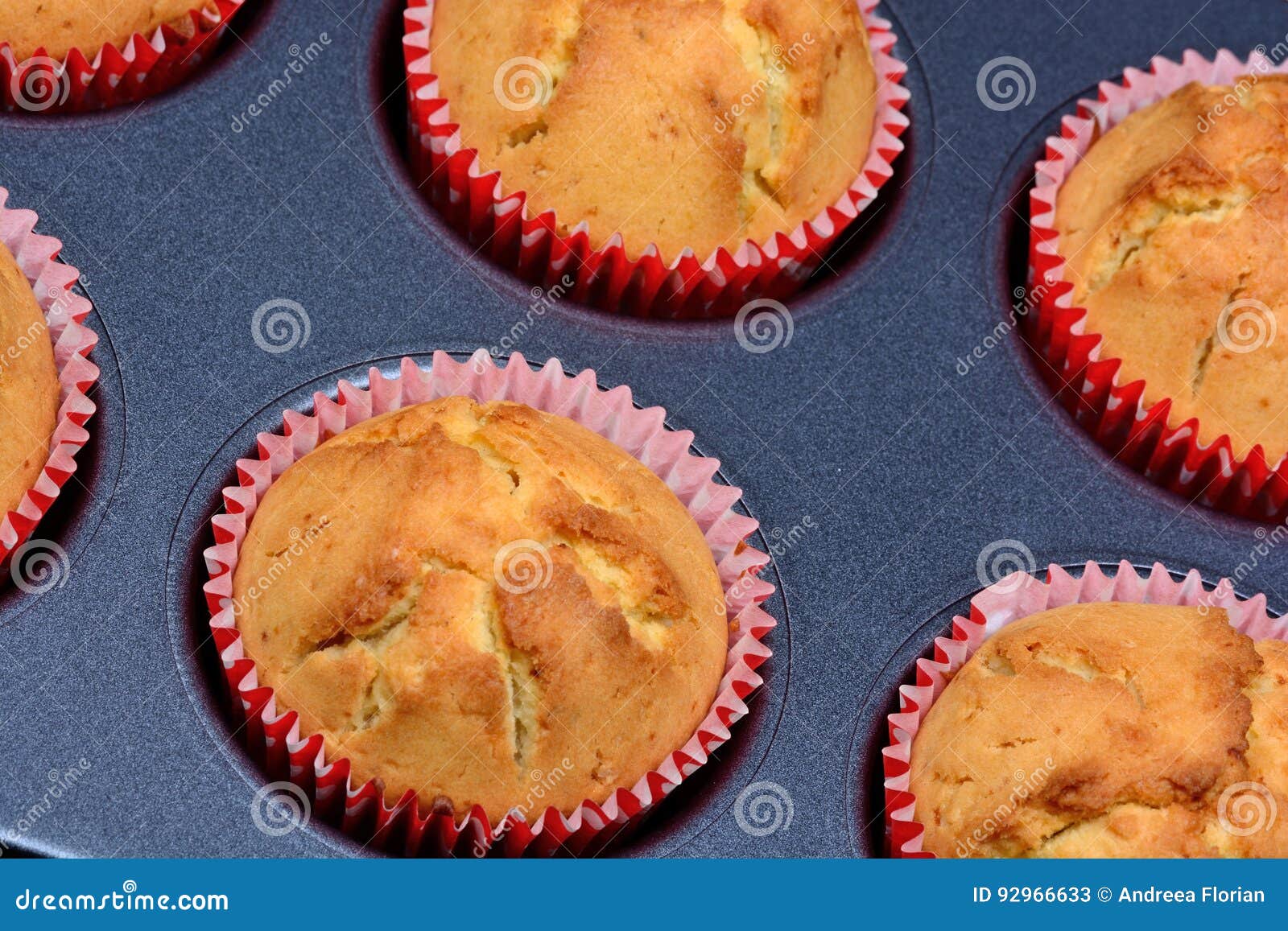 Tray with muffins closeup stock image. Image of confectionery 92966633
