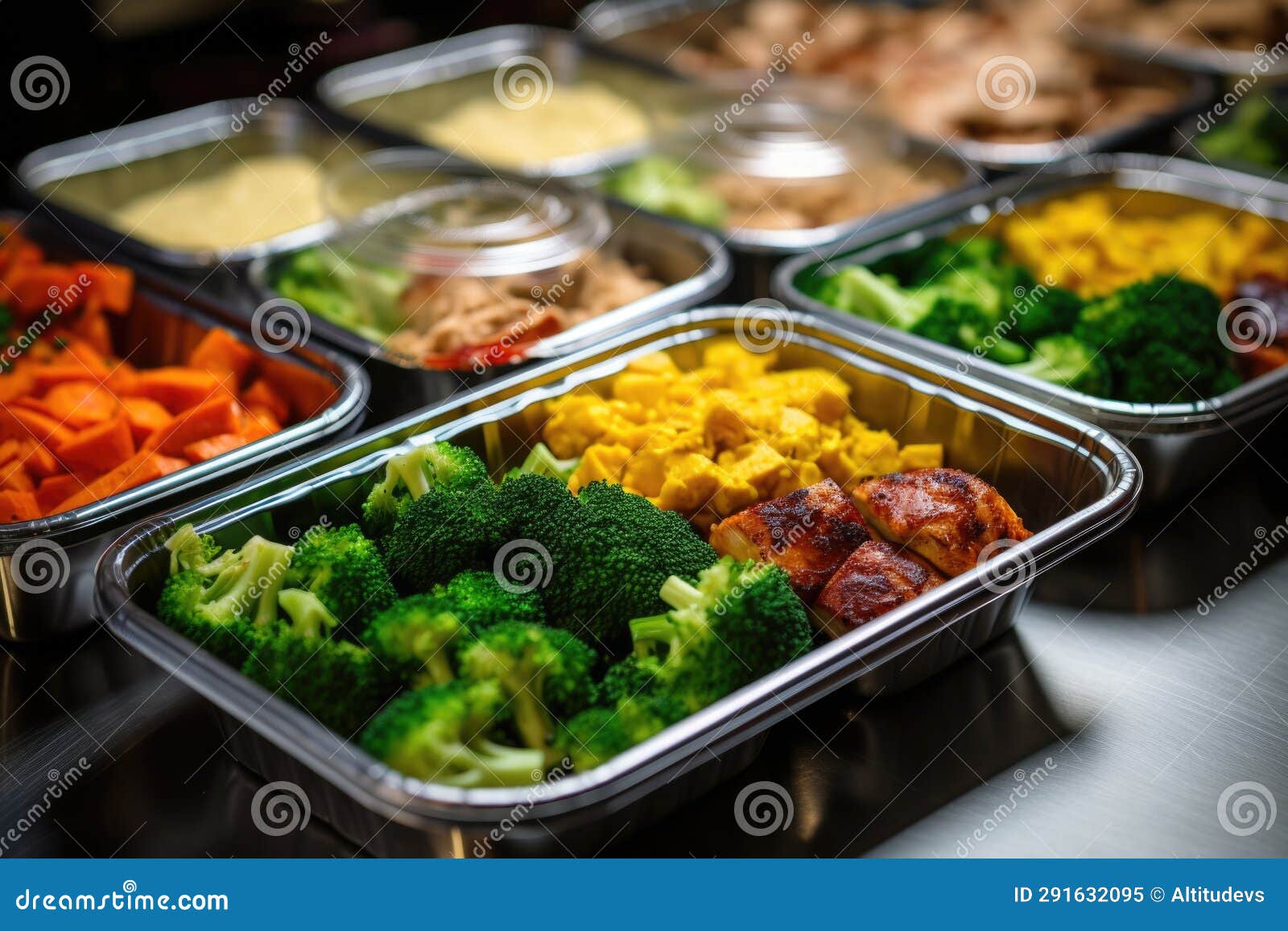 A Tray of Preprepared Meals in Containers Stock Image Image of lunch