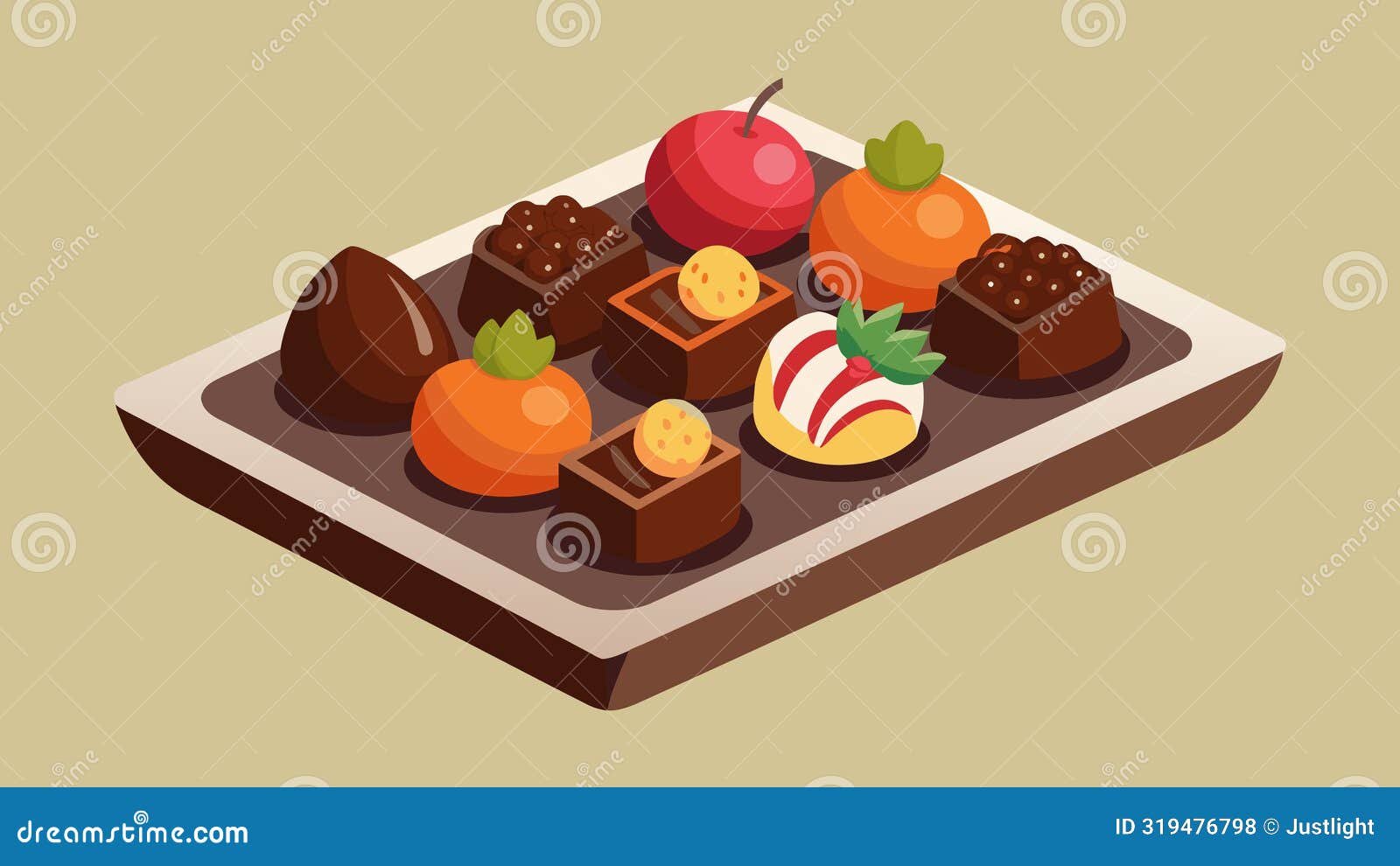 a tray of sumptuous chocolatecovered fruits and nuts glistening with a fine layer of sugar for added decadence in a