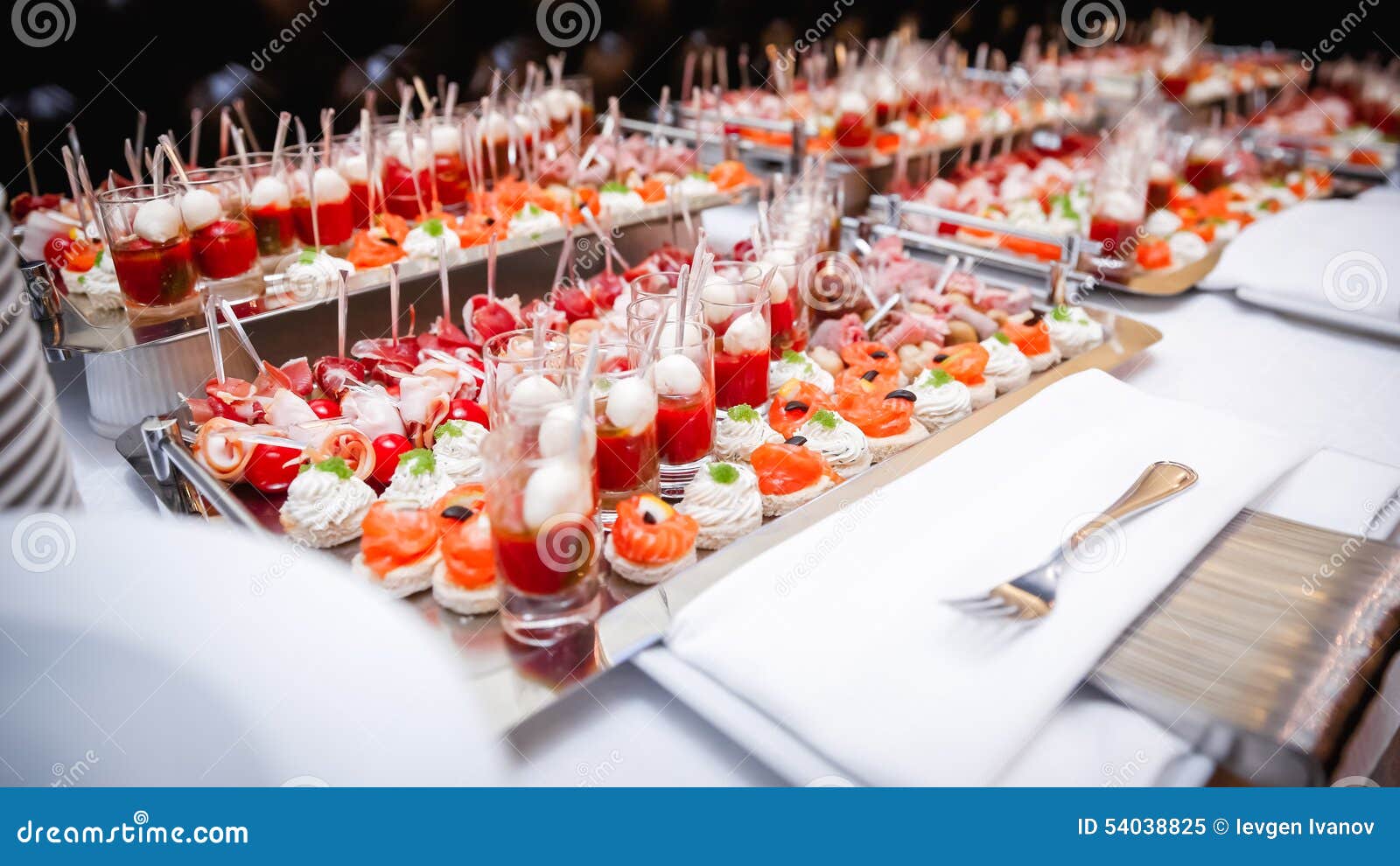 Trays of appetizers stock image. Image of dish, silverware - 54038825