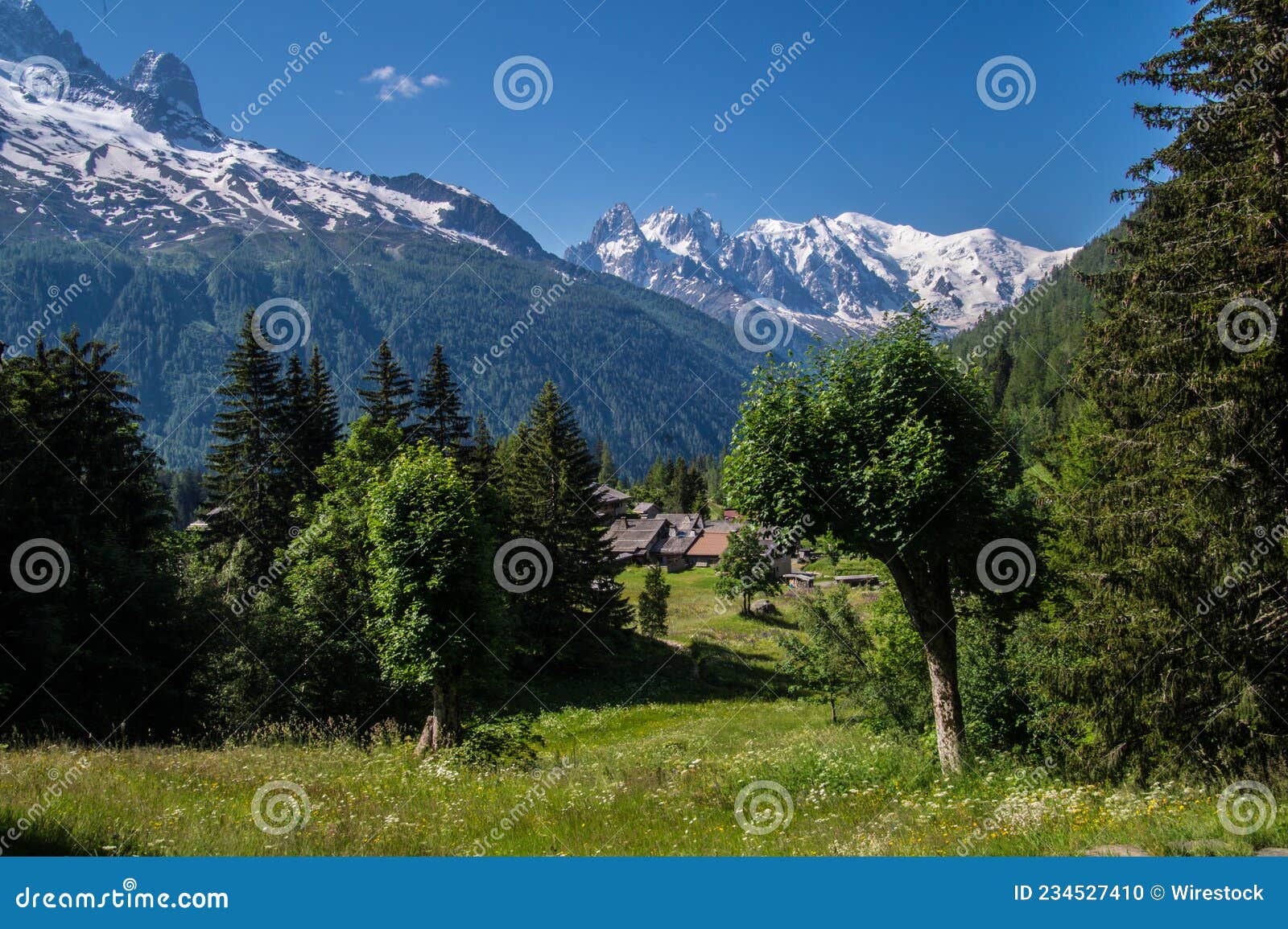 Tre Le Champ Hiking Trail in Chamonix in Haute-Savoie, France Stock