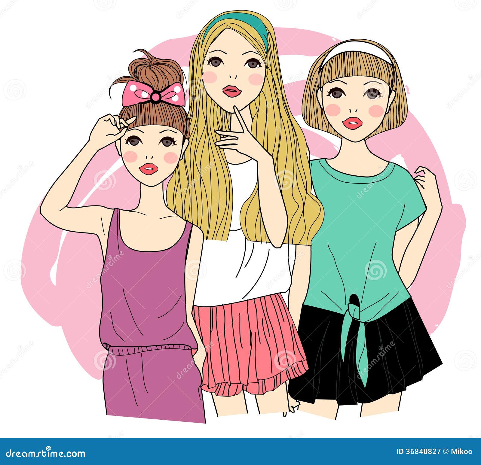 Tre ragazze di modo illustrazione vettoriale. Illustrazione di eleganza