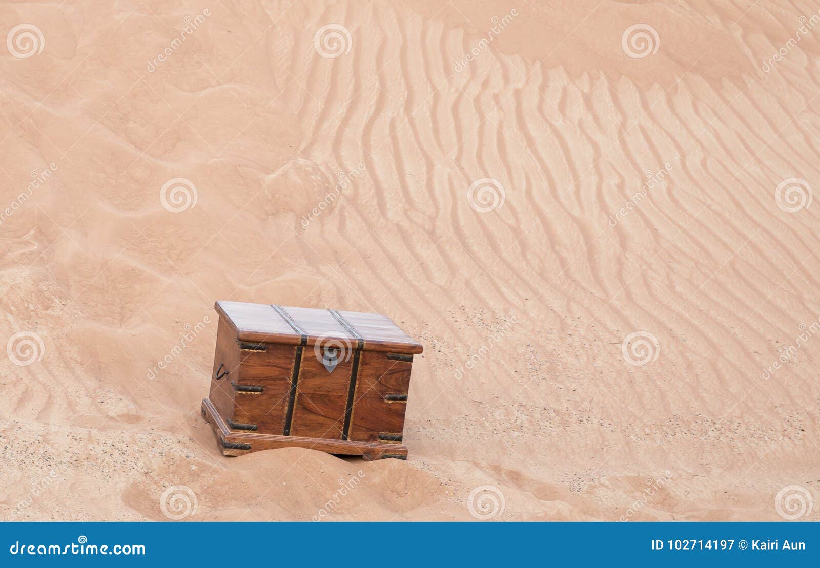 Treasure chest in a desert stock image. Image of aged 102714197
