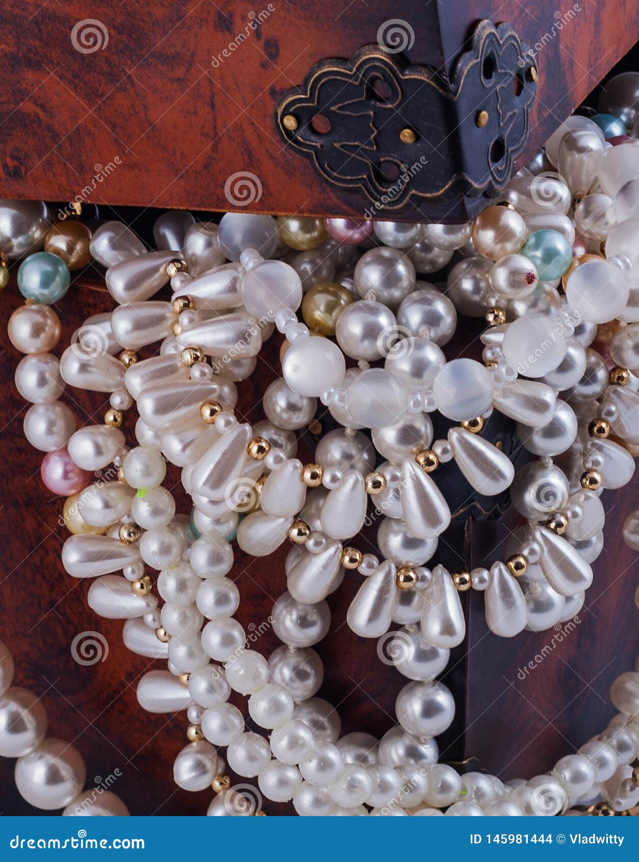 Treasure Chest Jewelry Diamond Bracelet Pearl Stock Photo Image of
