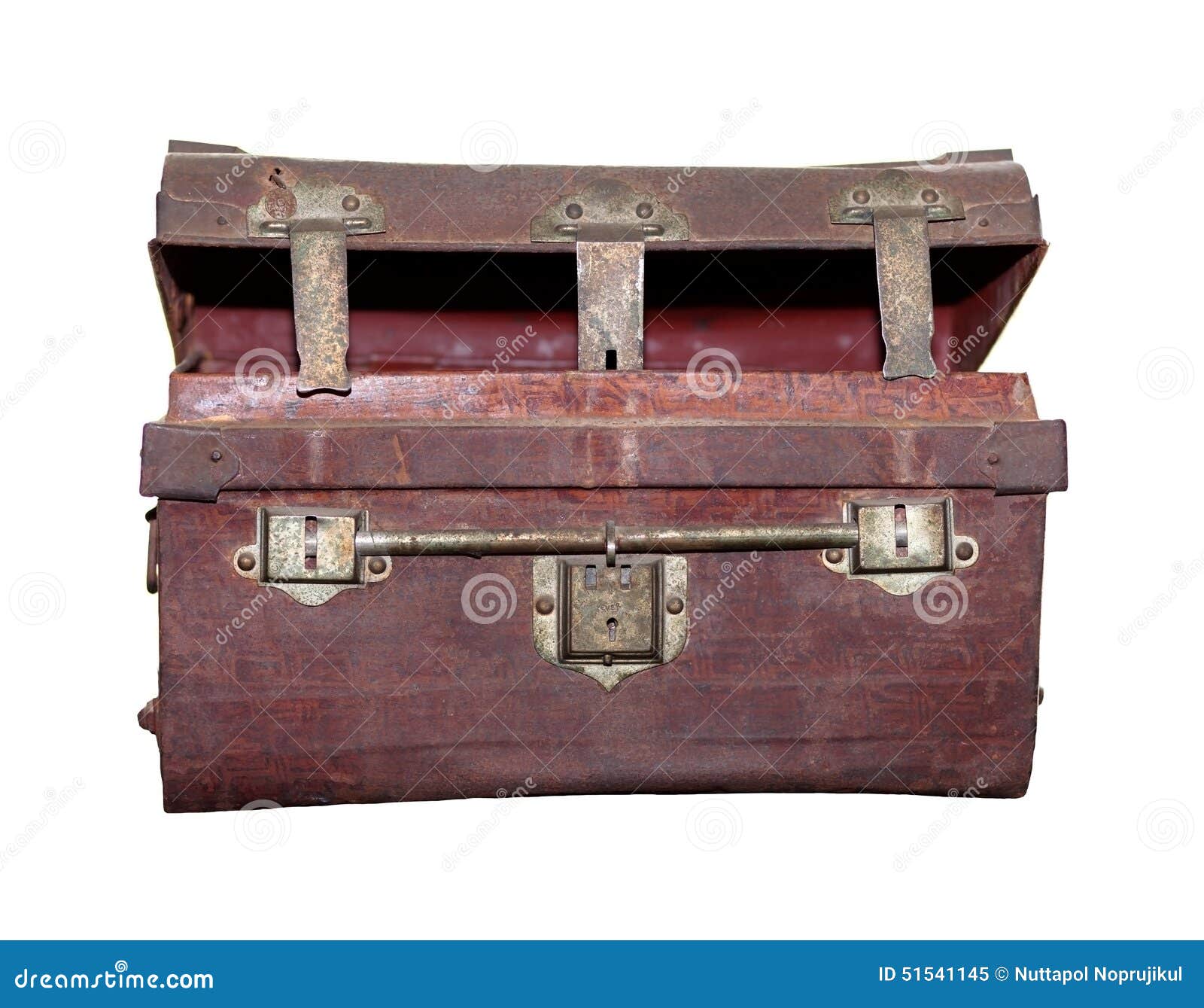 Treasure Chest Half Opened Empty Wooden Chest with Reflection Stock
