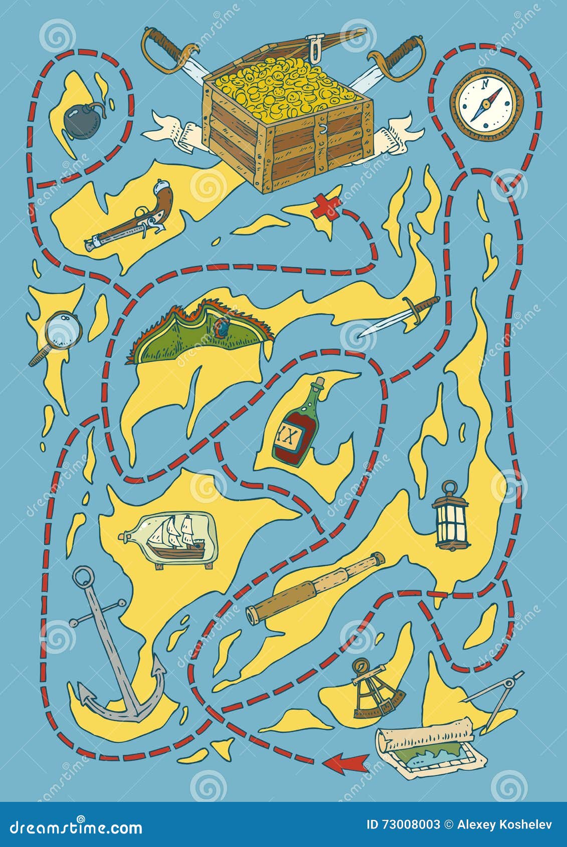 treasure island map maze game stock illustration illustration of
