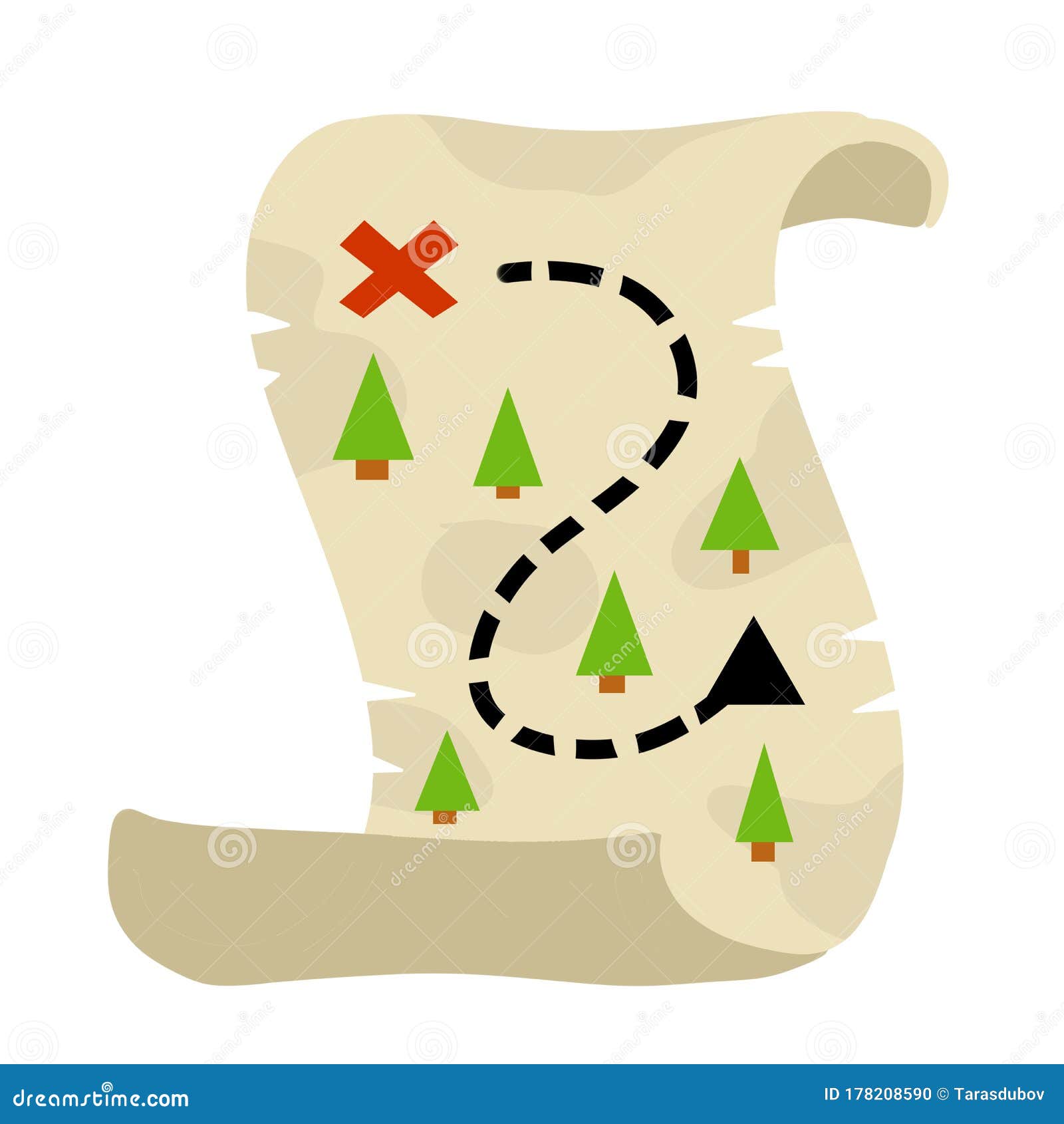 Treasure Pirate Map. Route with a Red Cross of the Goal Stock Vector - Illustration of hunt, medieval: 178208590 Treasure Pirate Map. Route with a Red Cross of the Goal Stock Vector - Illustration of hunt, medieval: 178208590