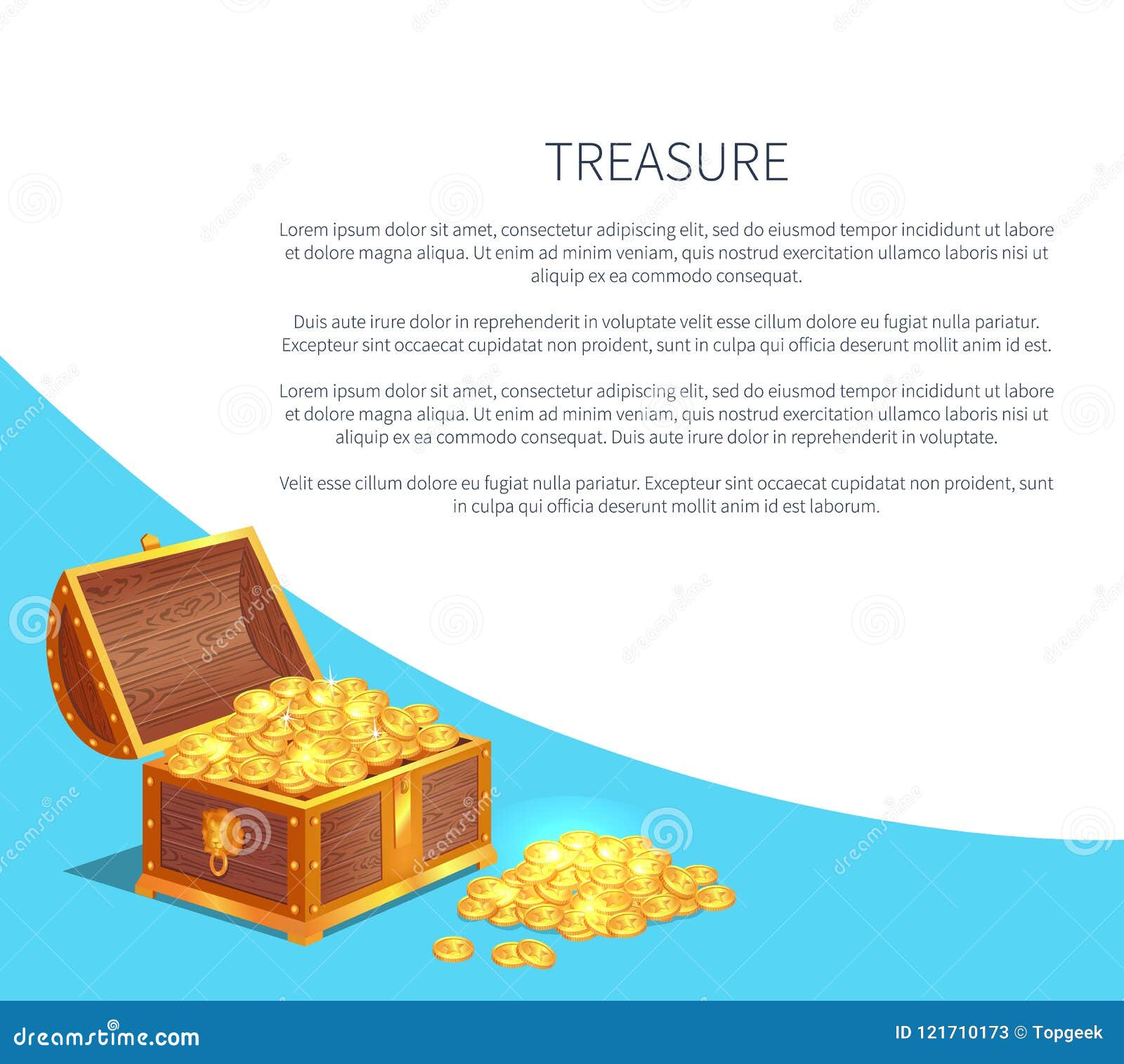 Shiny gold ancient coins in old open wooden chest Vector Image