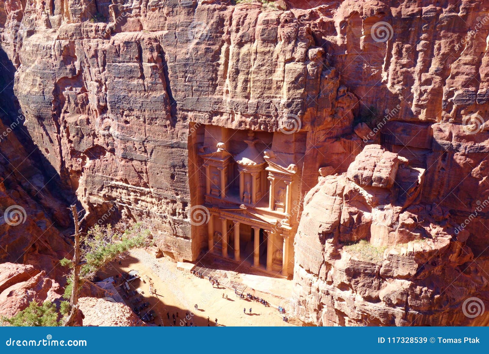 Treasury from Above. Al Khazneh the Ancient City of Petra, Jordan, UNESCO World Heritage Site Stock Image - Image of east, 117328539
