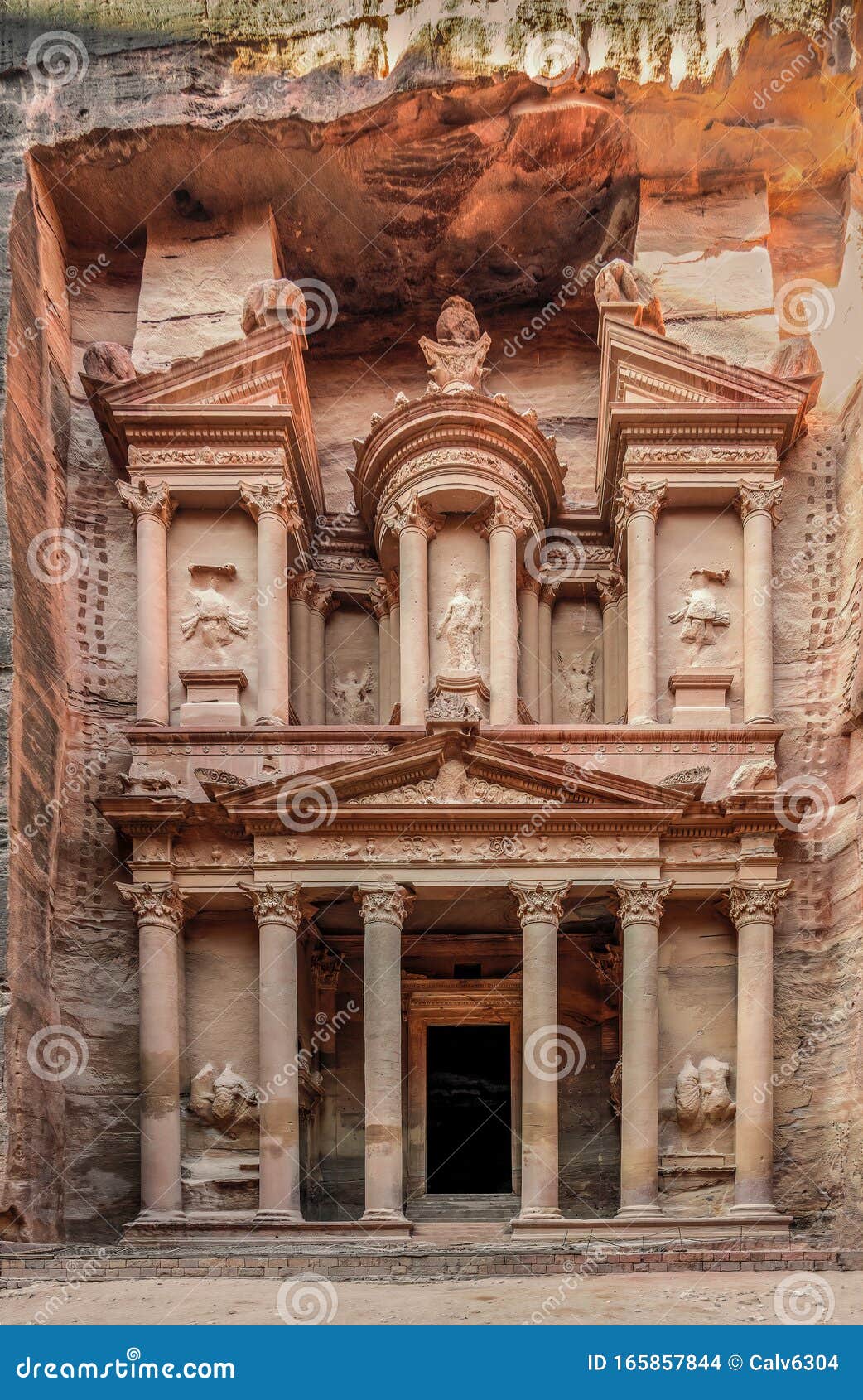 The Treasury Building of Petra, Jordan Carved Out of the Sandstone Cliffs.  Stock Photo - Image of arabian, carved: 165857844