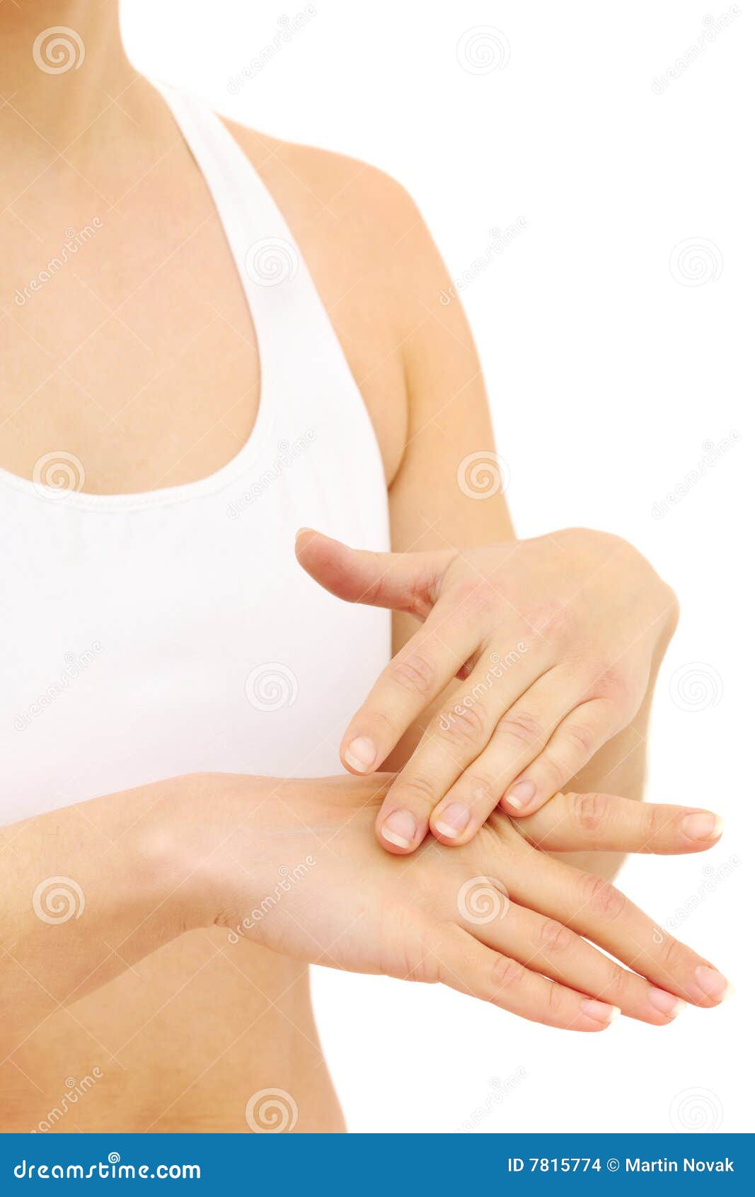 Treatment Of Dry Hands Skin With Cream Stock Photo - Image  
