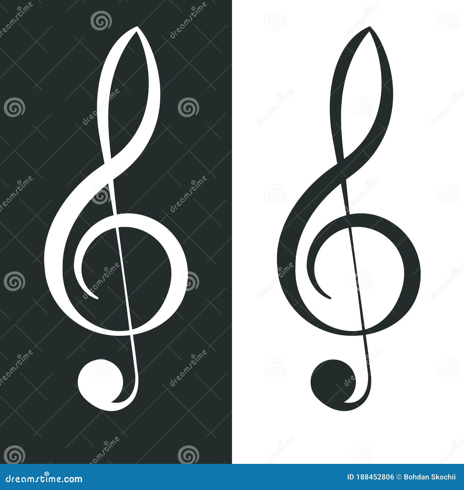 Treble Clef. Classical Gclef Musical Notation Symbol Stock Vector