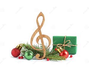Treble Clef With Decorations Isolated On Christmas Music Concept Stock Photo Image Of Treble Clef With Decorations Isolated On Christmas Music Concept Stock Photo Image Of