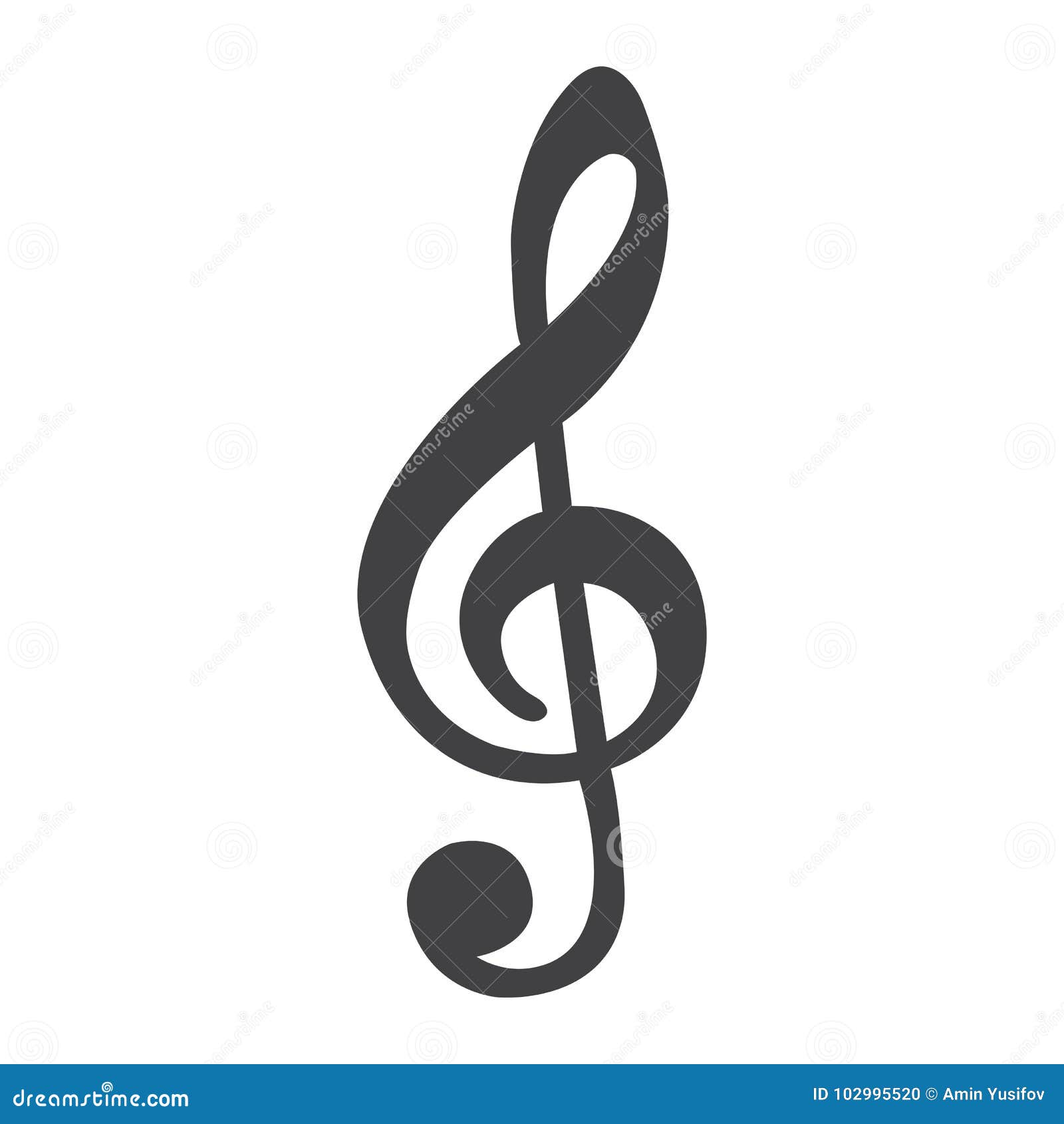 treble clef line icon, music and instrument,