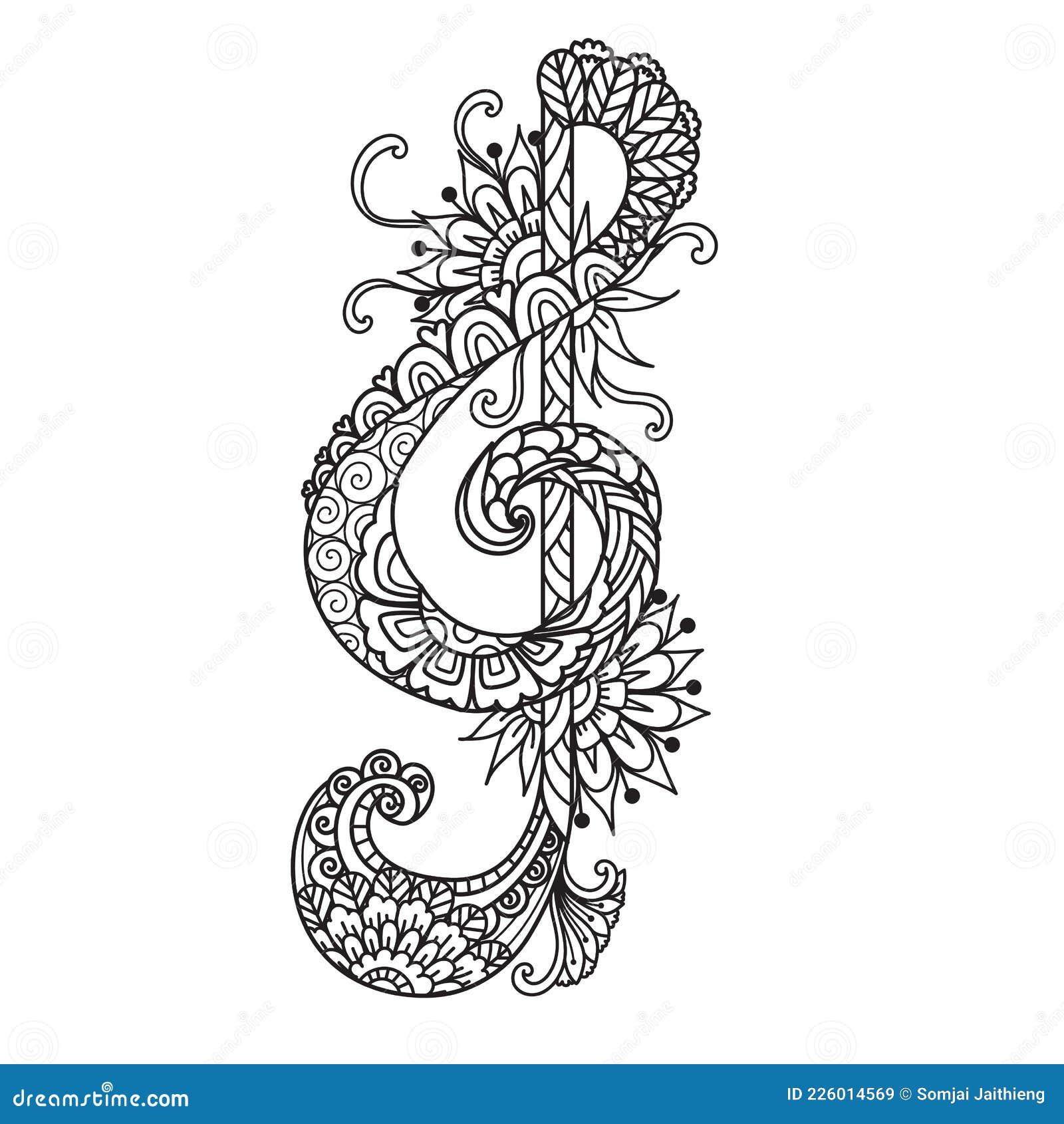 Mandala Treble Clef for Printing on Product,engraving,paper Cut