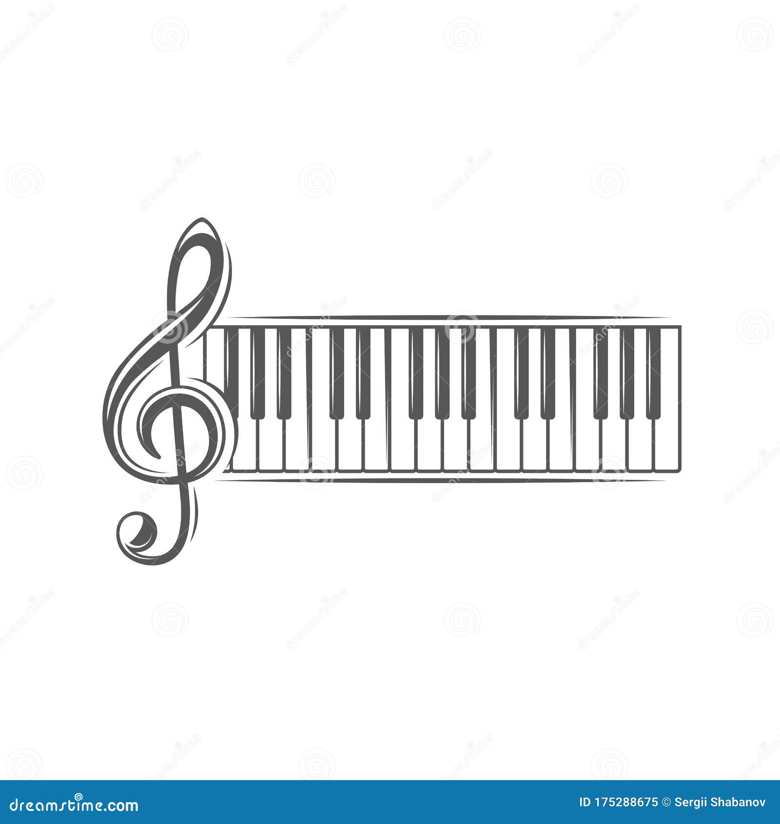 Treble Clef And Piano Keyboard Cartoon Vector | CartoonDealer.com