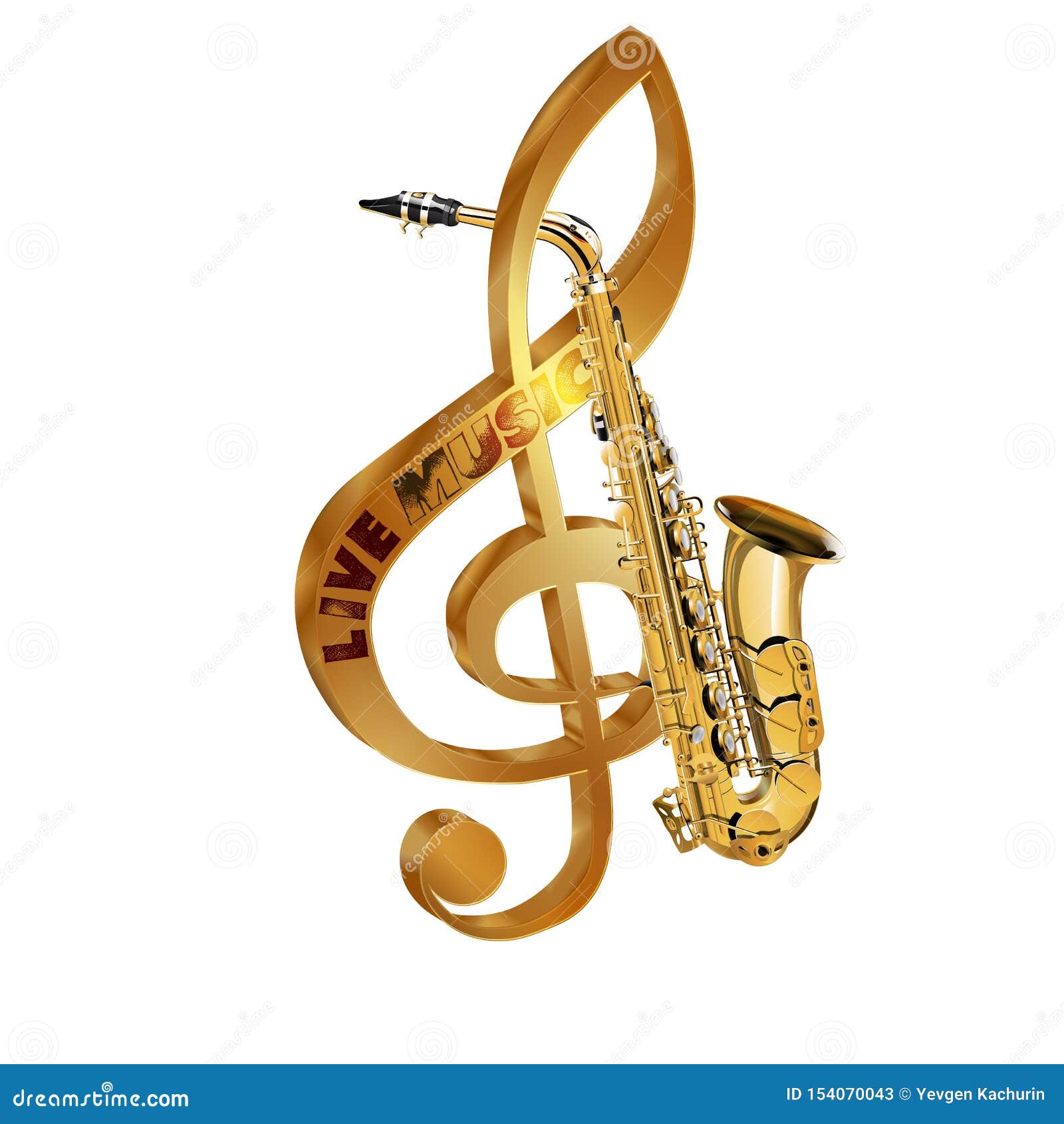 Treble Clef Saxophone Live Music Stock Vector Illustration of concept