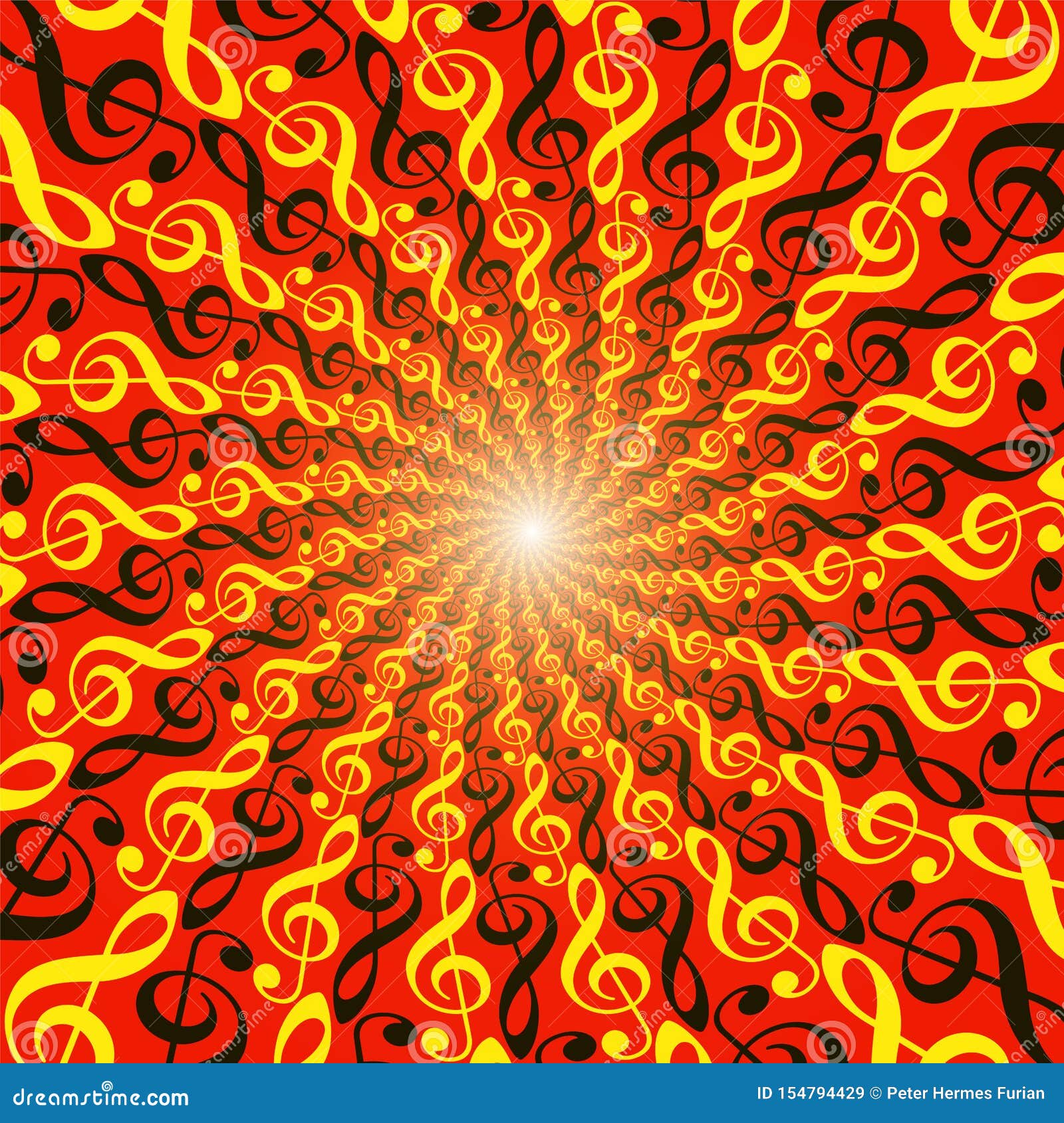 treble clefs explosion music spirale pattern red background
