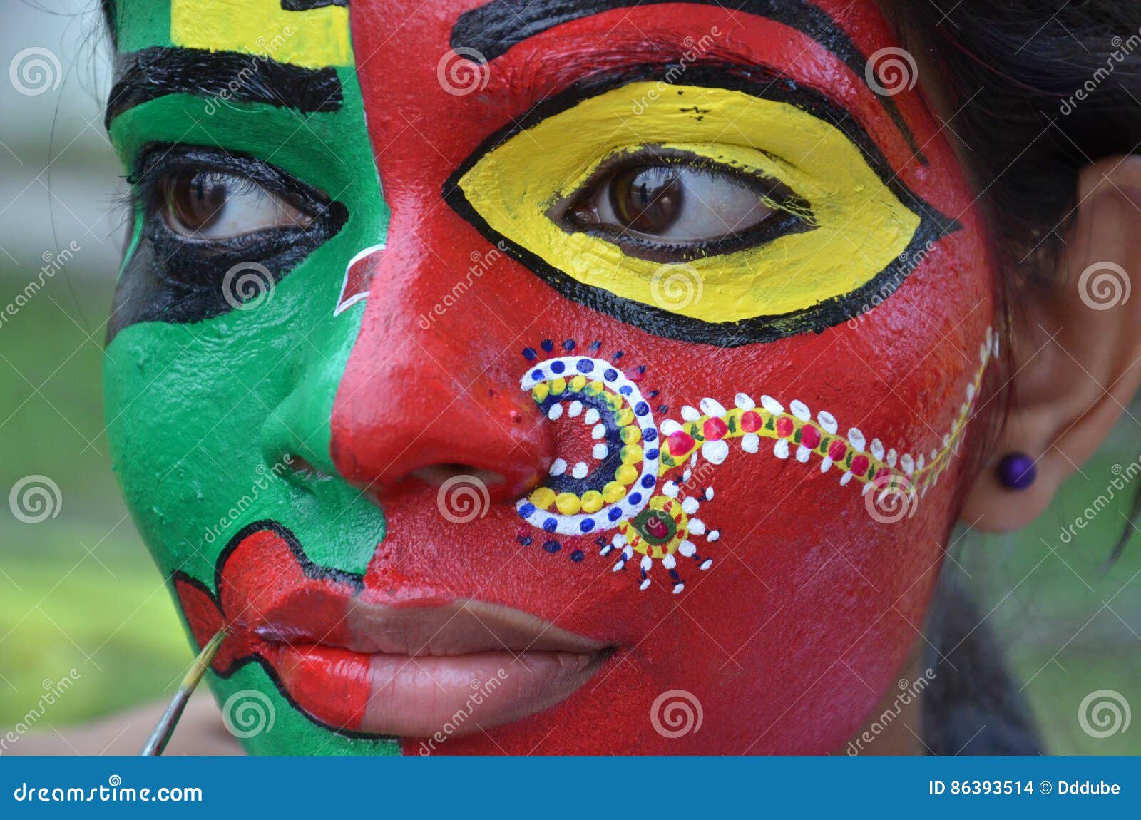 Treditional Indian Painting Designs on Face Editorial Stock Image