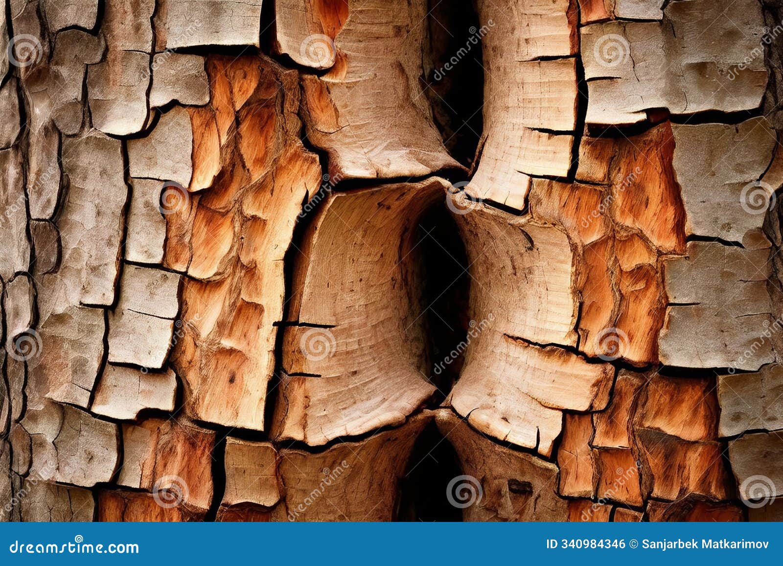 tree bark two a number formed by two intersecting cracks in tree