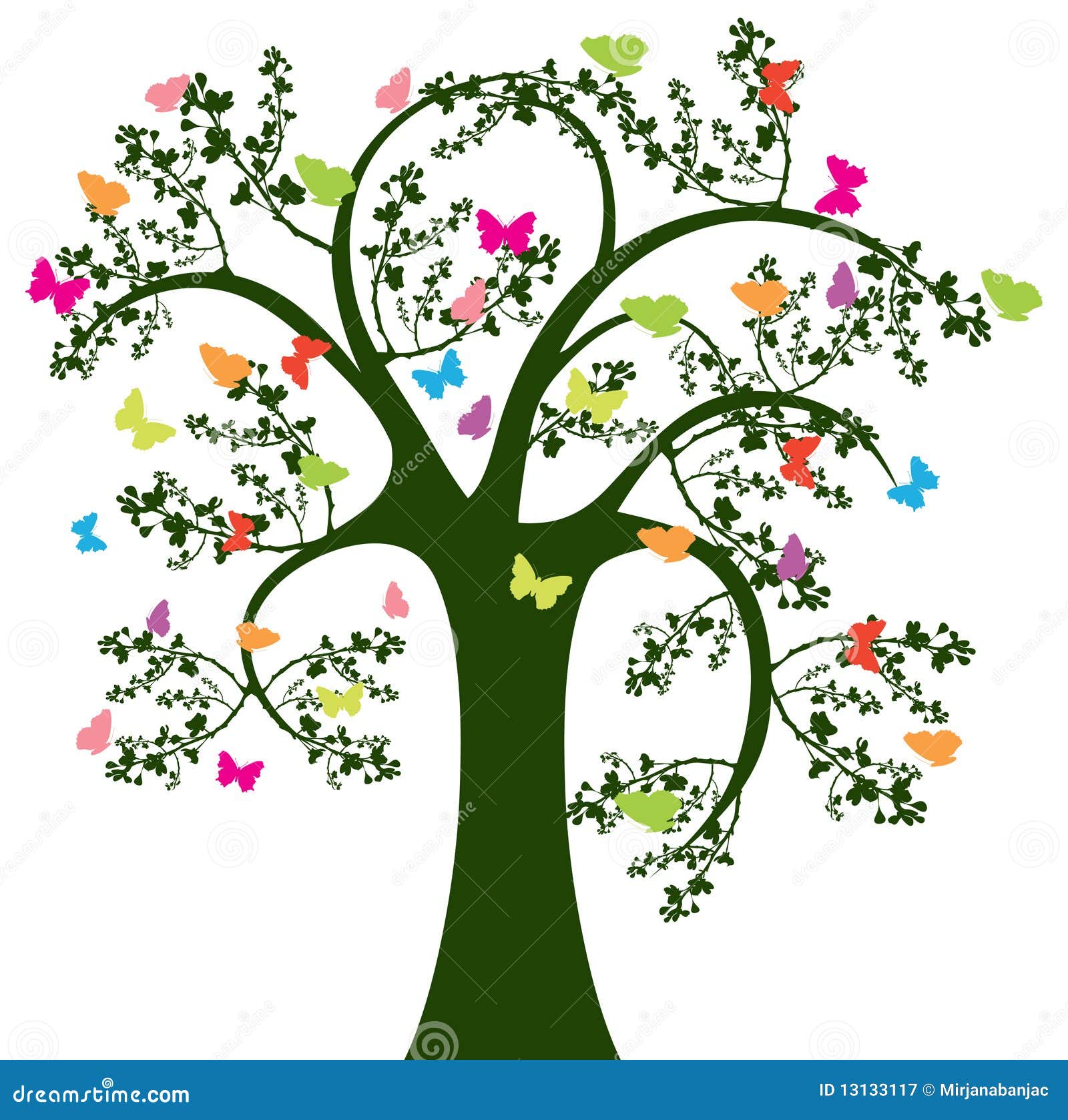 Tree and butterfly stock vector. Illustration of circle 13133117