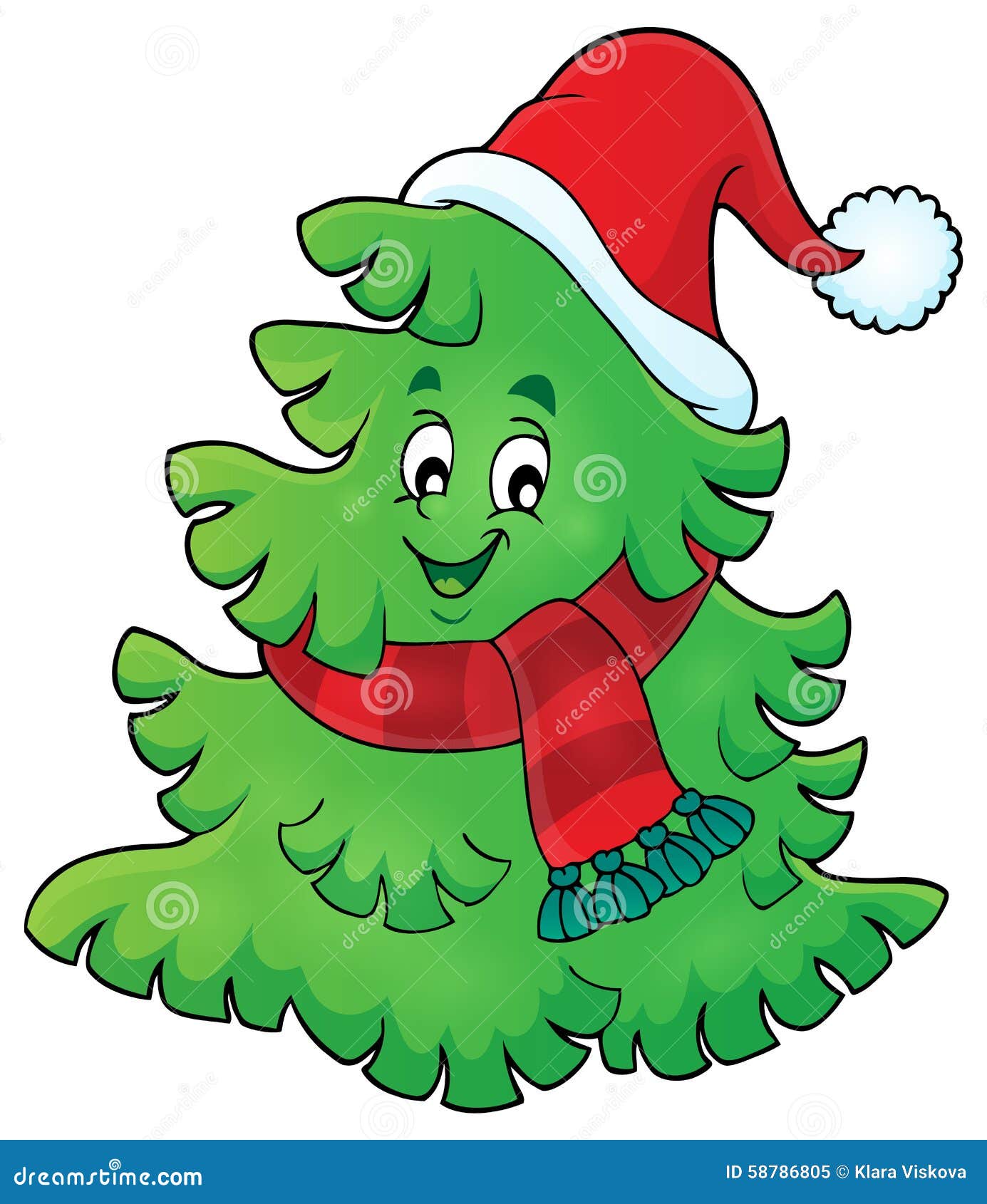 Tree with Christmas Hat Theme 1 Stock Vector - Illustration of ...