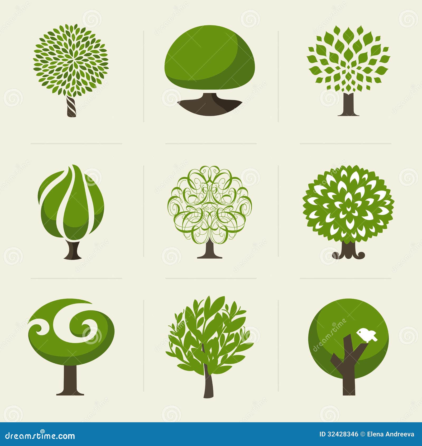 Tree. Collection Of Design Elements Royalty Free Stock Image - Image