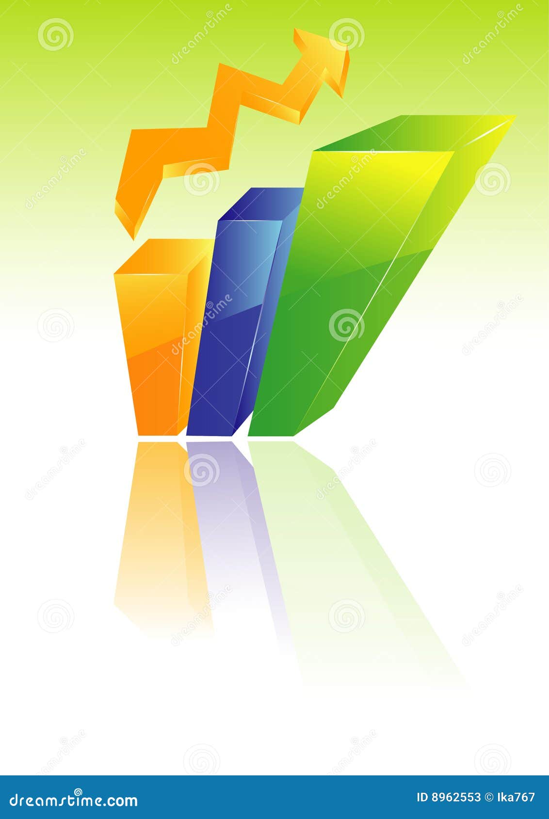 Tree-d graf with arrow stock vector. Illustration of progress - 8962553