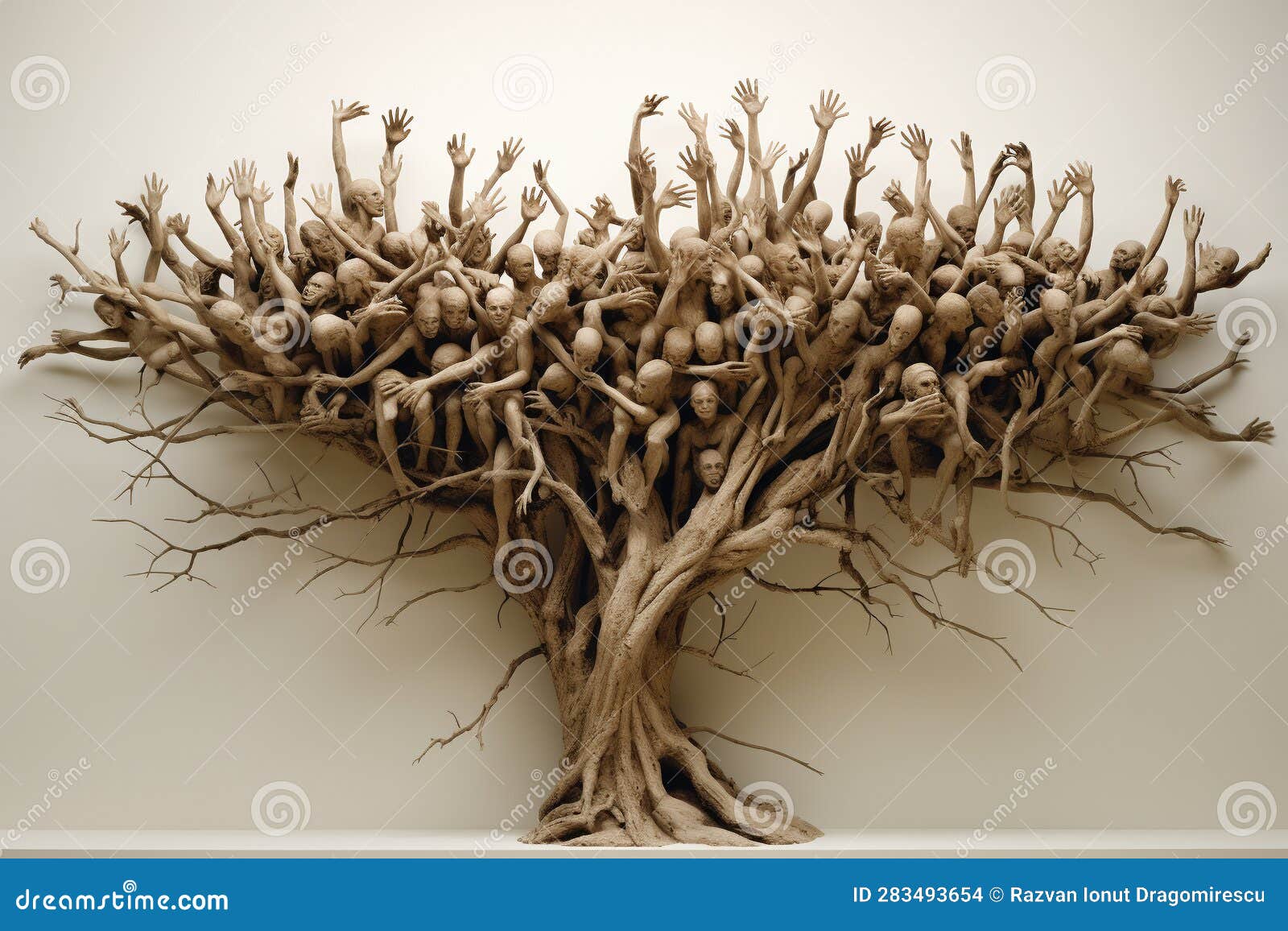 tree formed entirely by interconnected human figures, izing unity and interconnectedness. ai generated