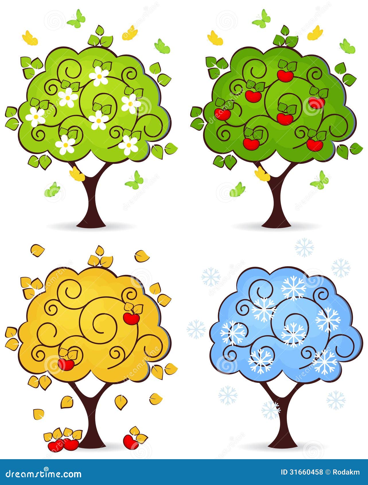 6 Colorful Artistic Trees Vector Download