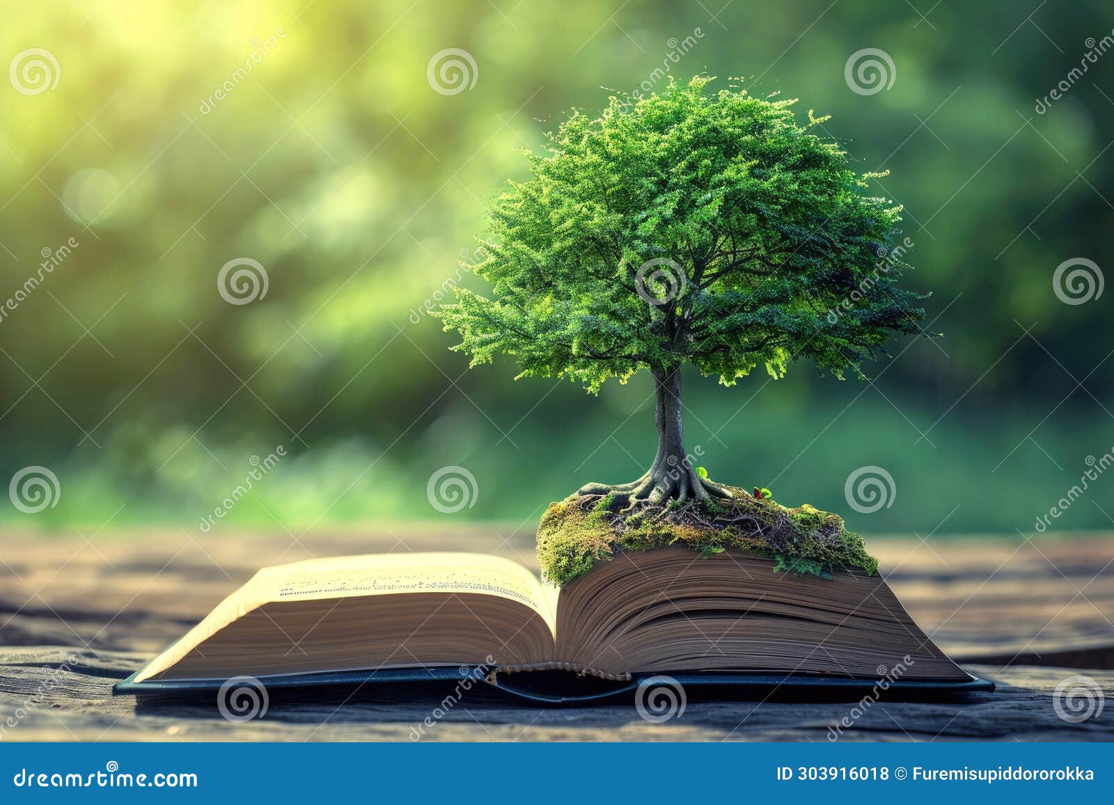 Tree Growing from an Open Book, Symbolizing the Growth of Knowledge and