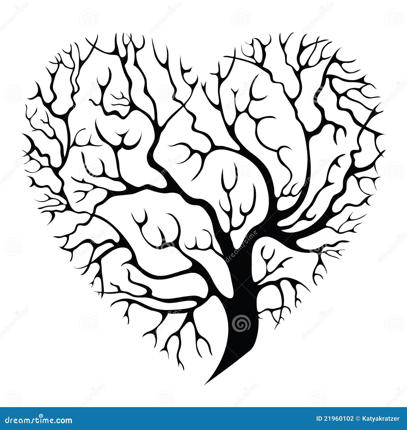 Tree-heart stock vector. Image of isolated, black, heart 