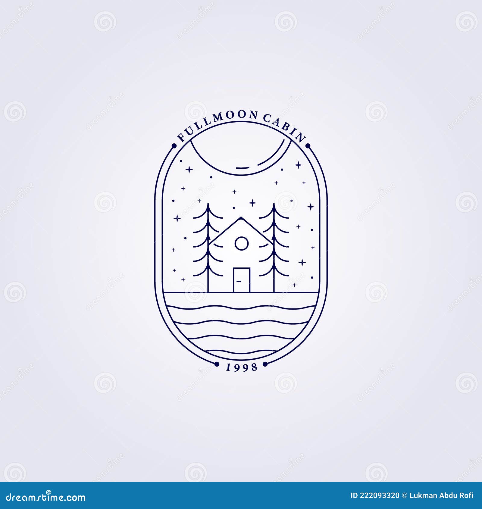 tree house cafe forest carpenter logo    line art badge linear monoline cabin barn cottage lodge house