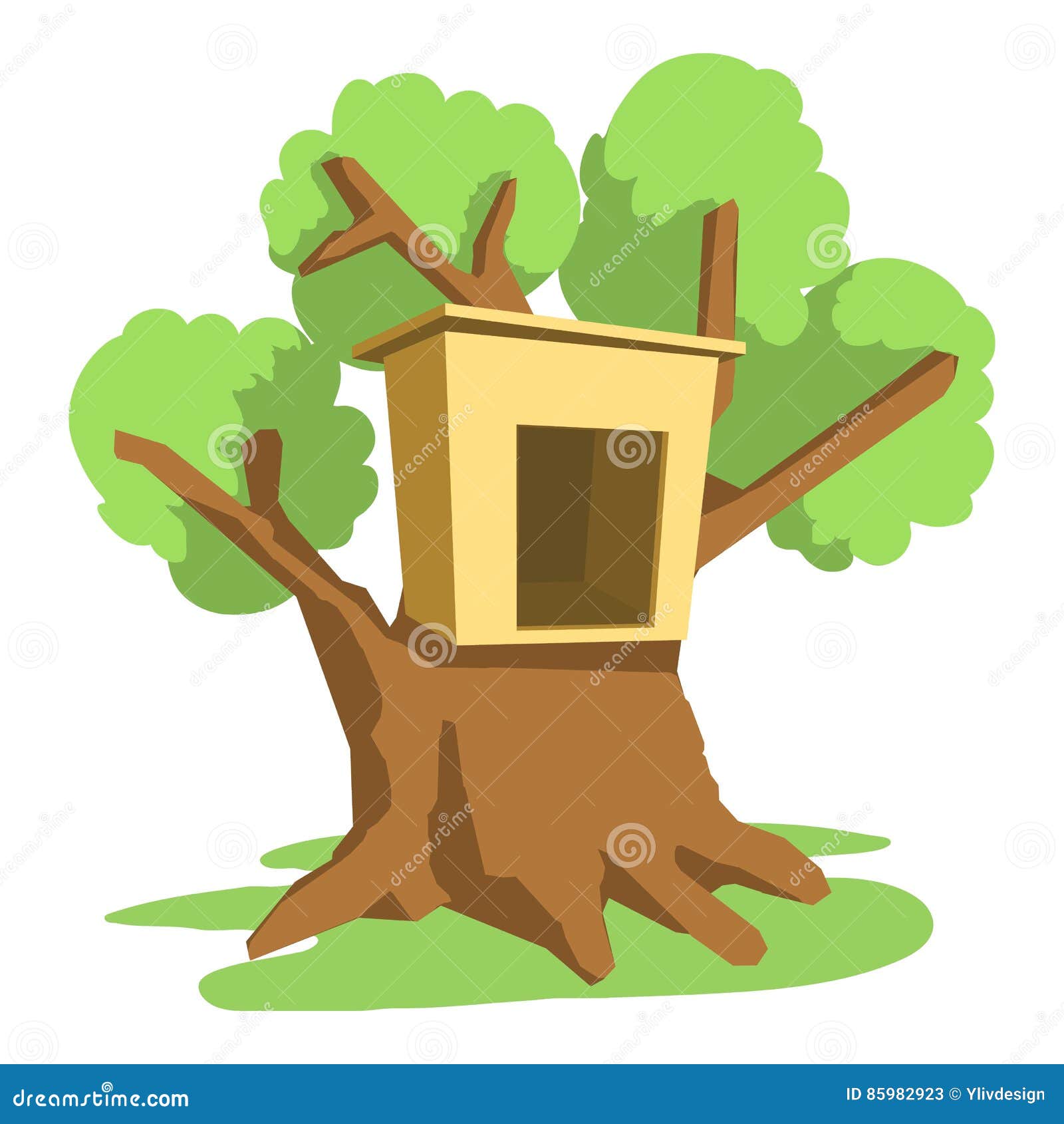 Tree House Icon, Cartoon Style Stock Vector Illustration of tree