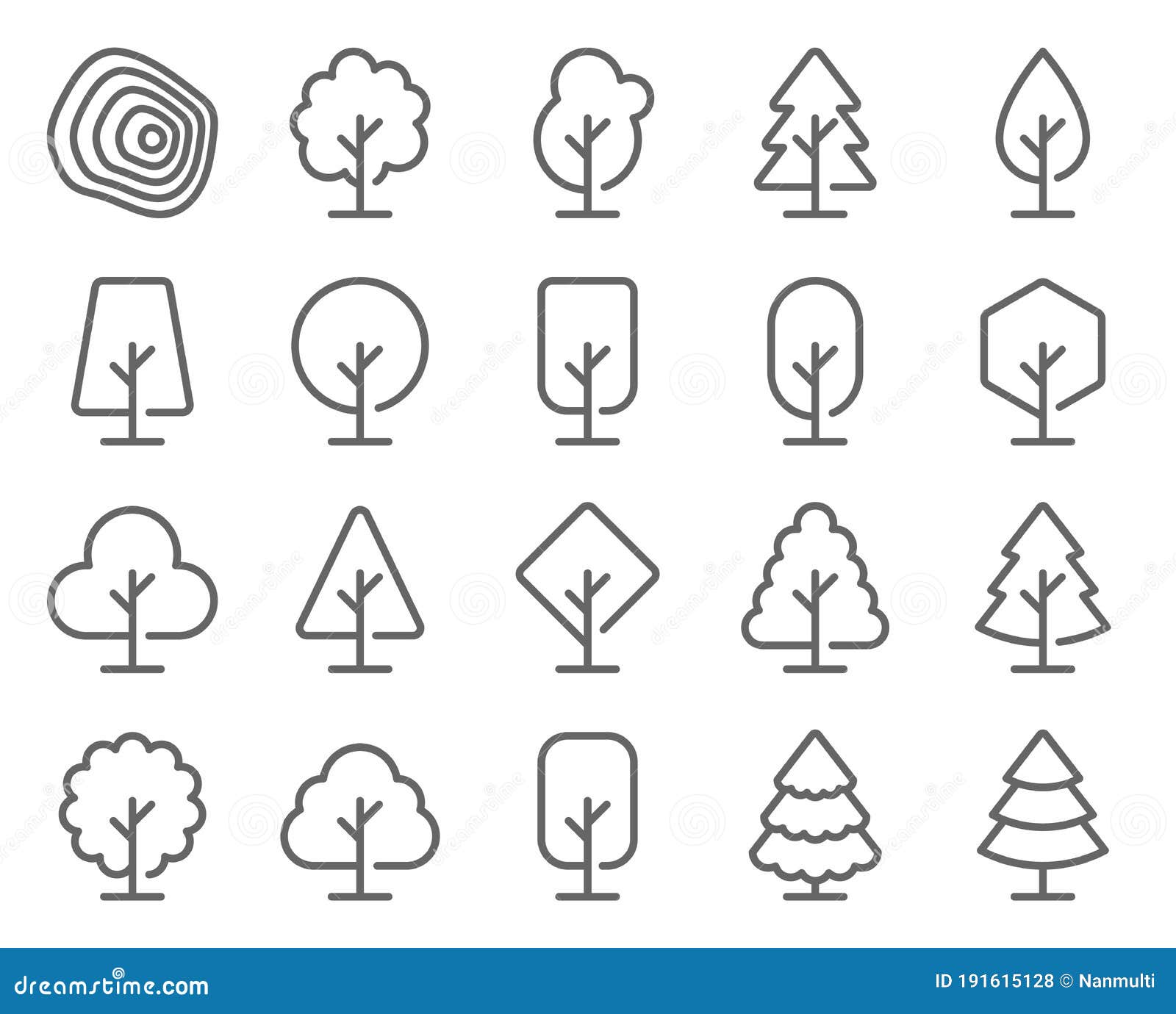 tree icon set  . contains such icon as plant, eco, wood, forest, nature, garden and more. expanded stroke