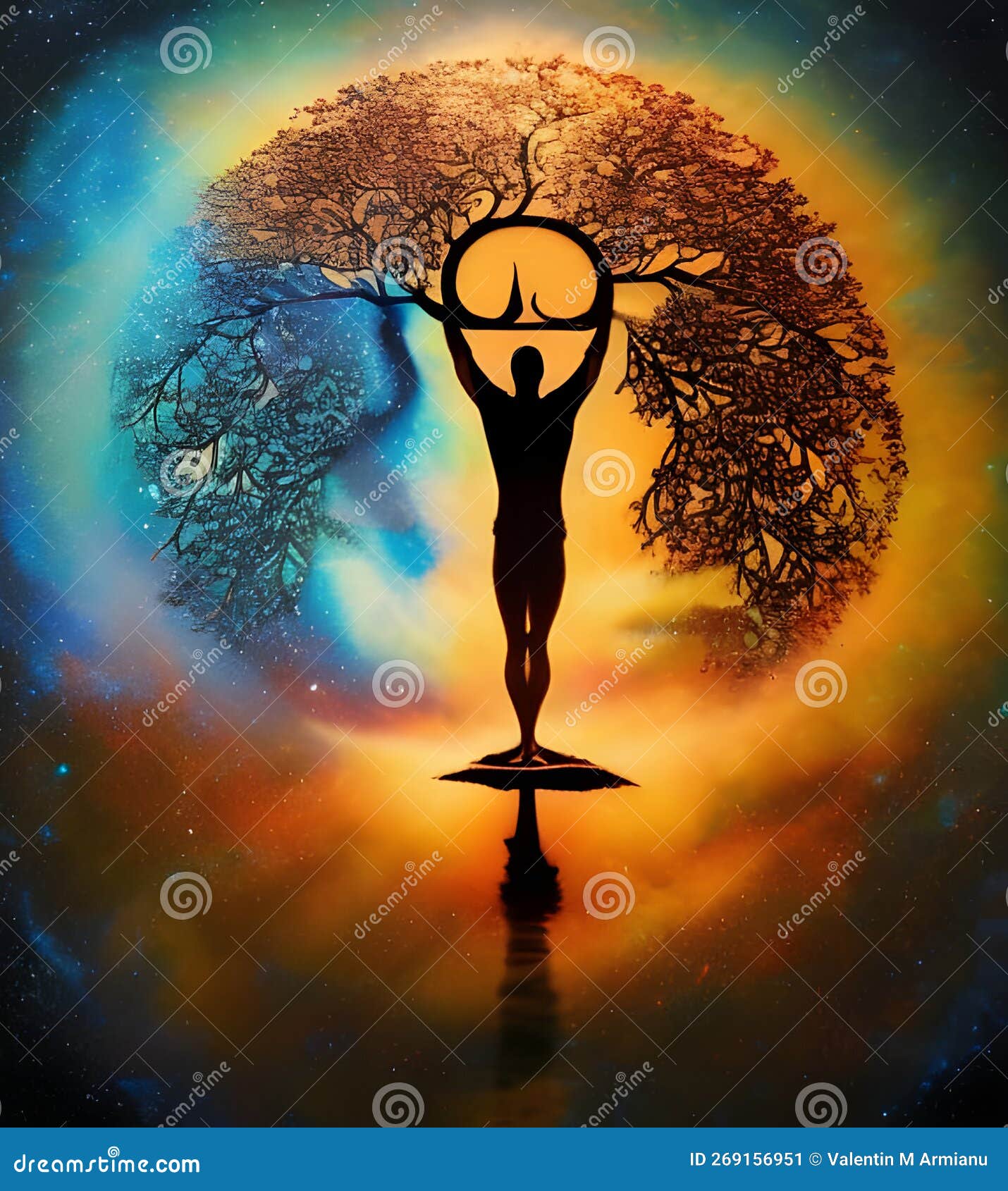 Yoga Tree of Life stock image. Image of information - 269156951